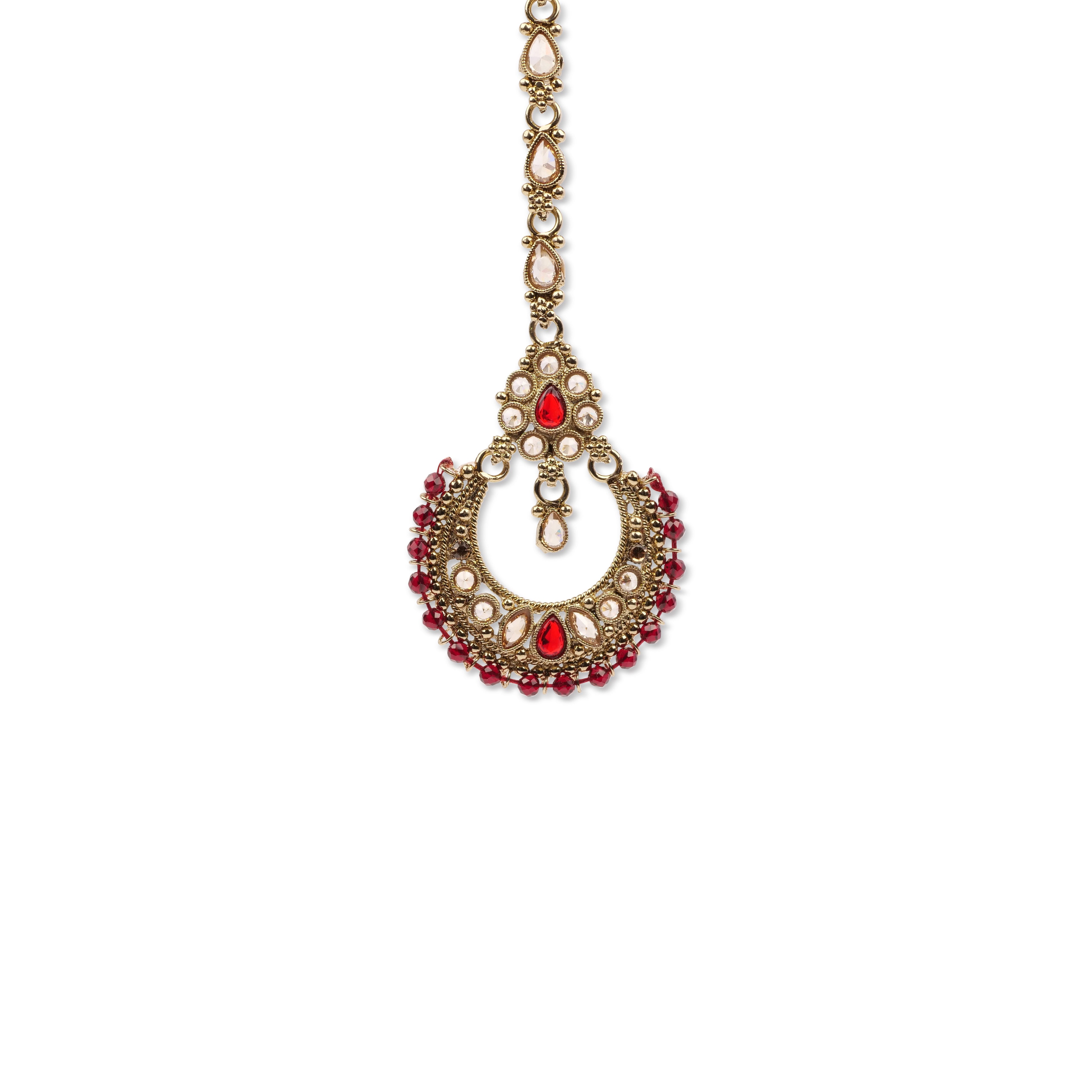 Ishara Necklace Set in Maroon