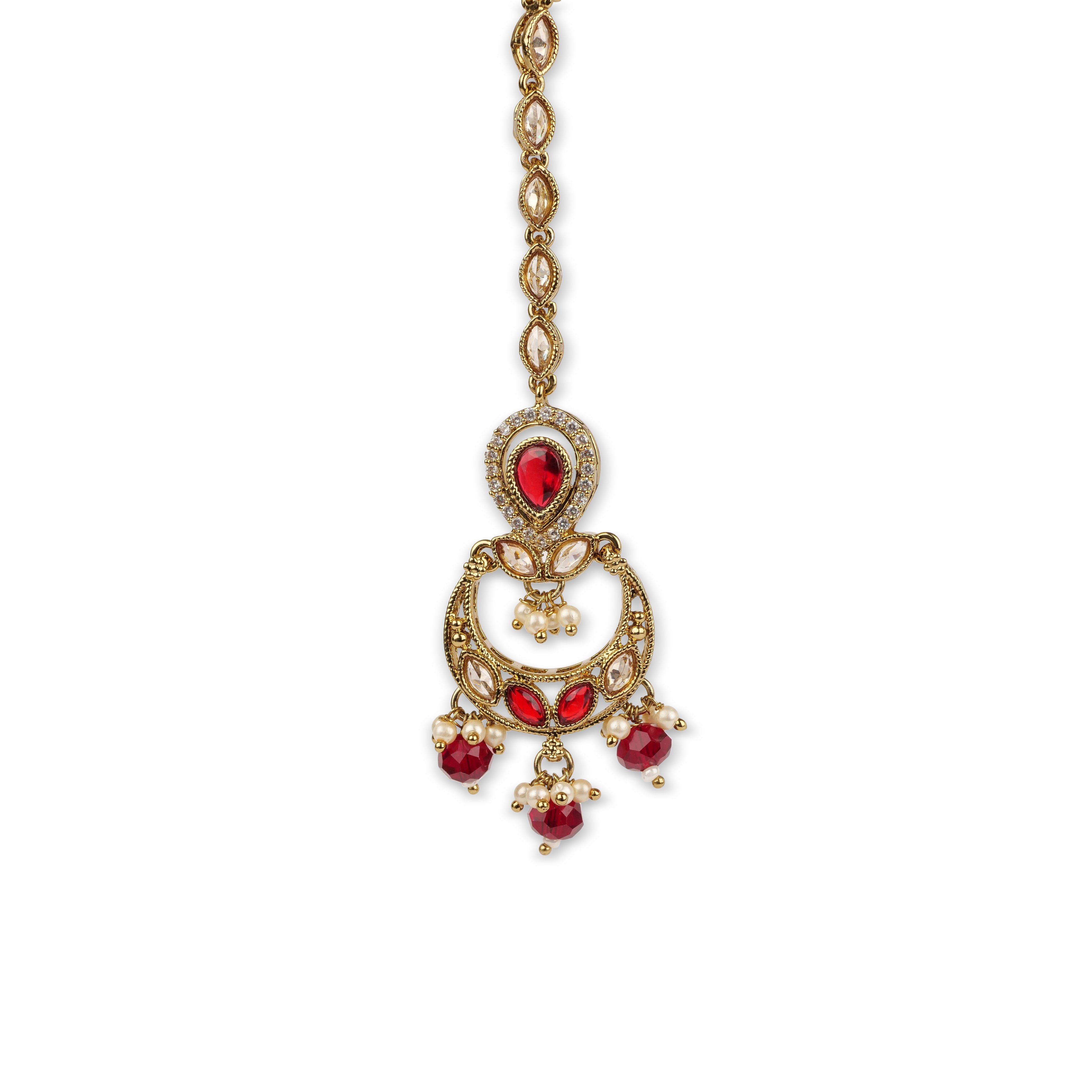 Vaani Necklace Set in Maroon