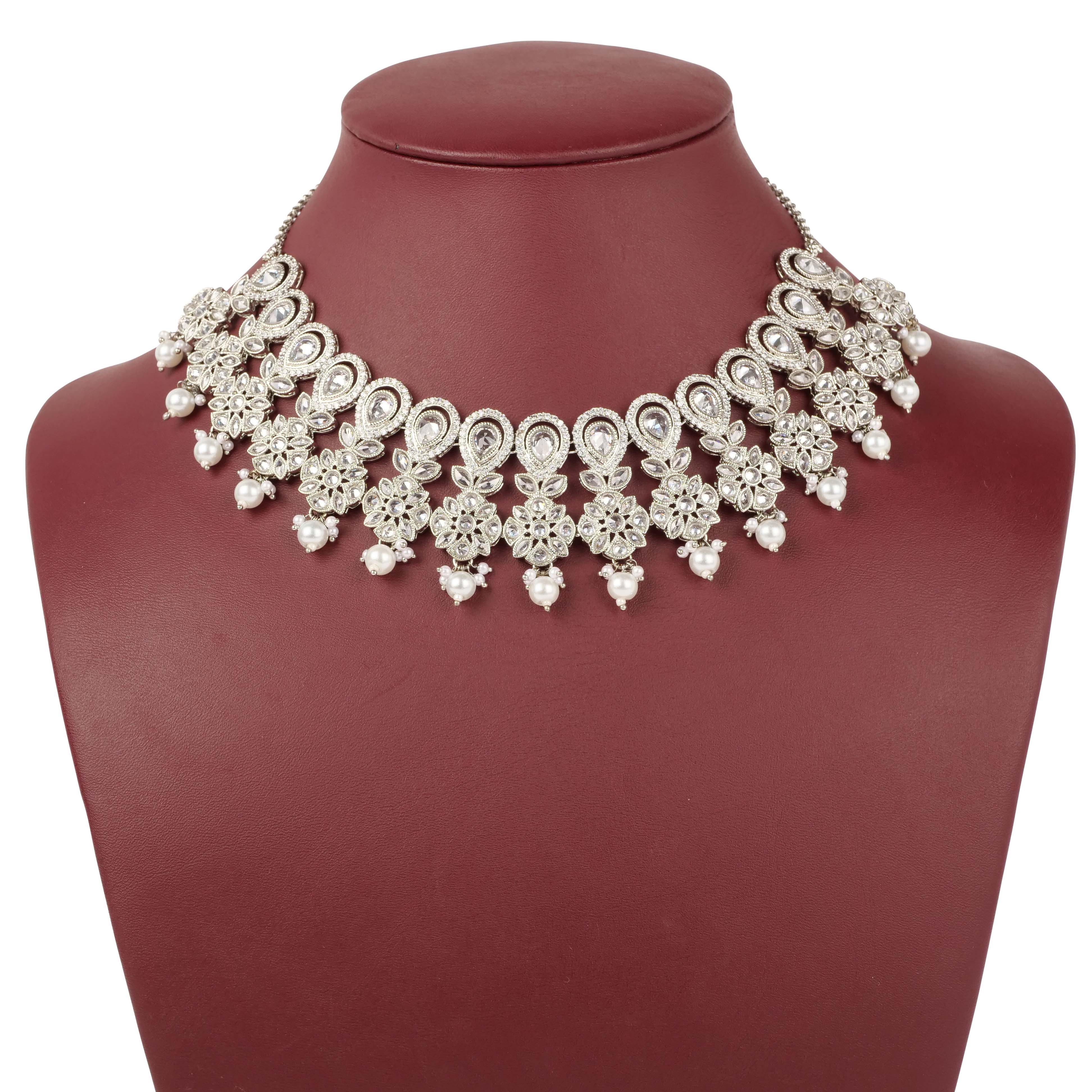 Vaani Necklace Set in Rhodium