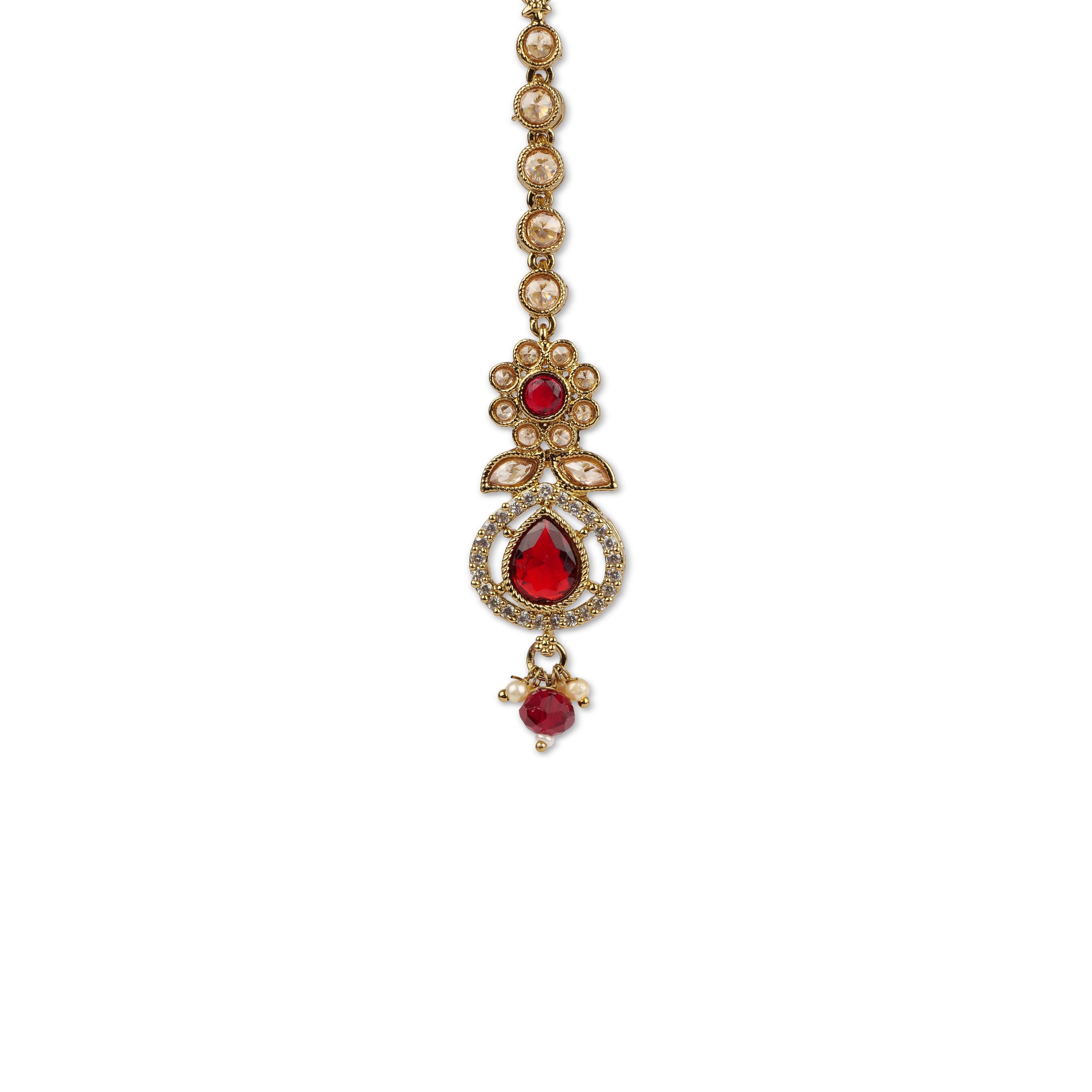 Suman Necklace Set in Maroon