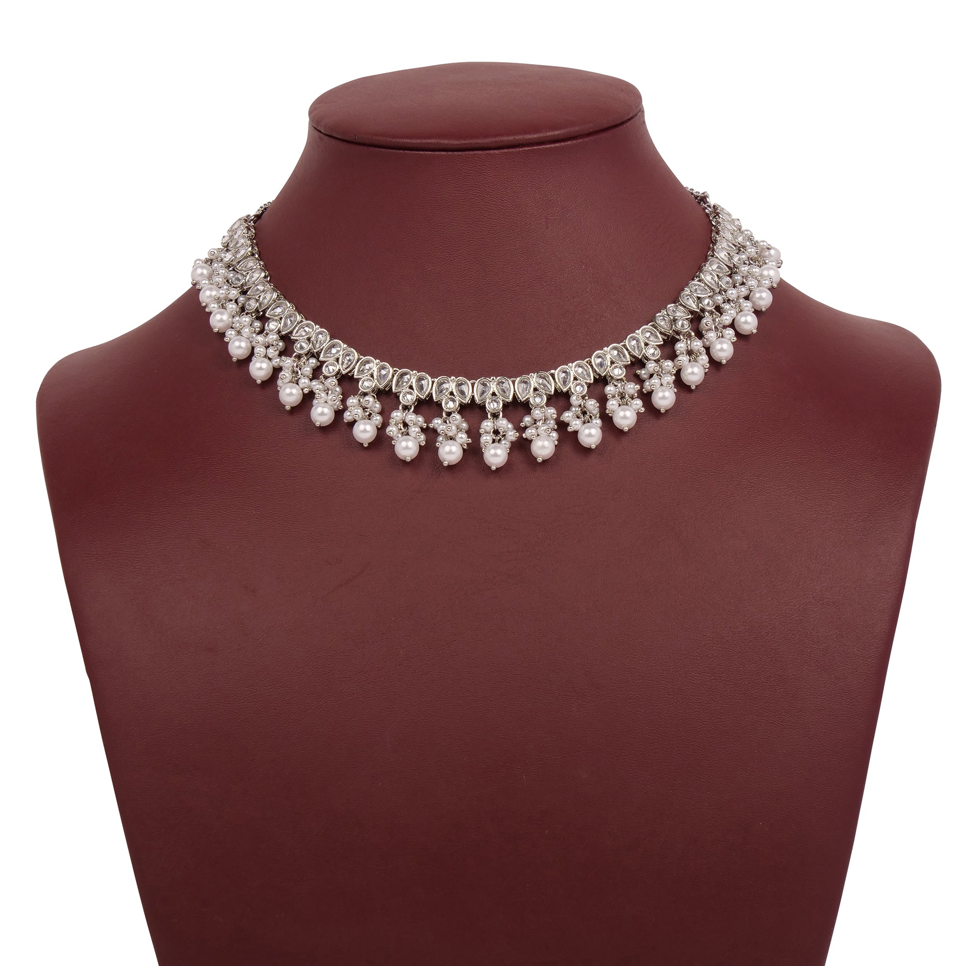 Sahara Pearl Necklace Set in Rhodium
