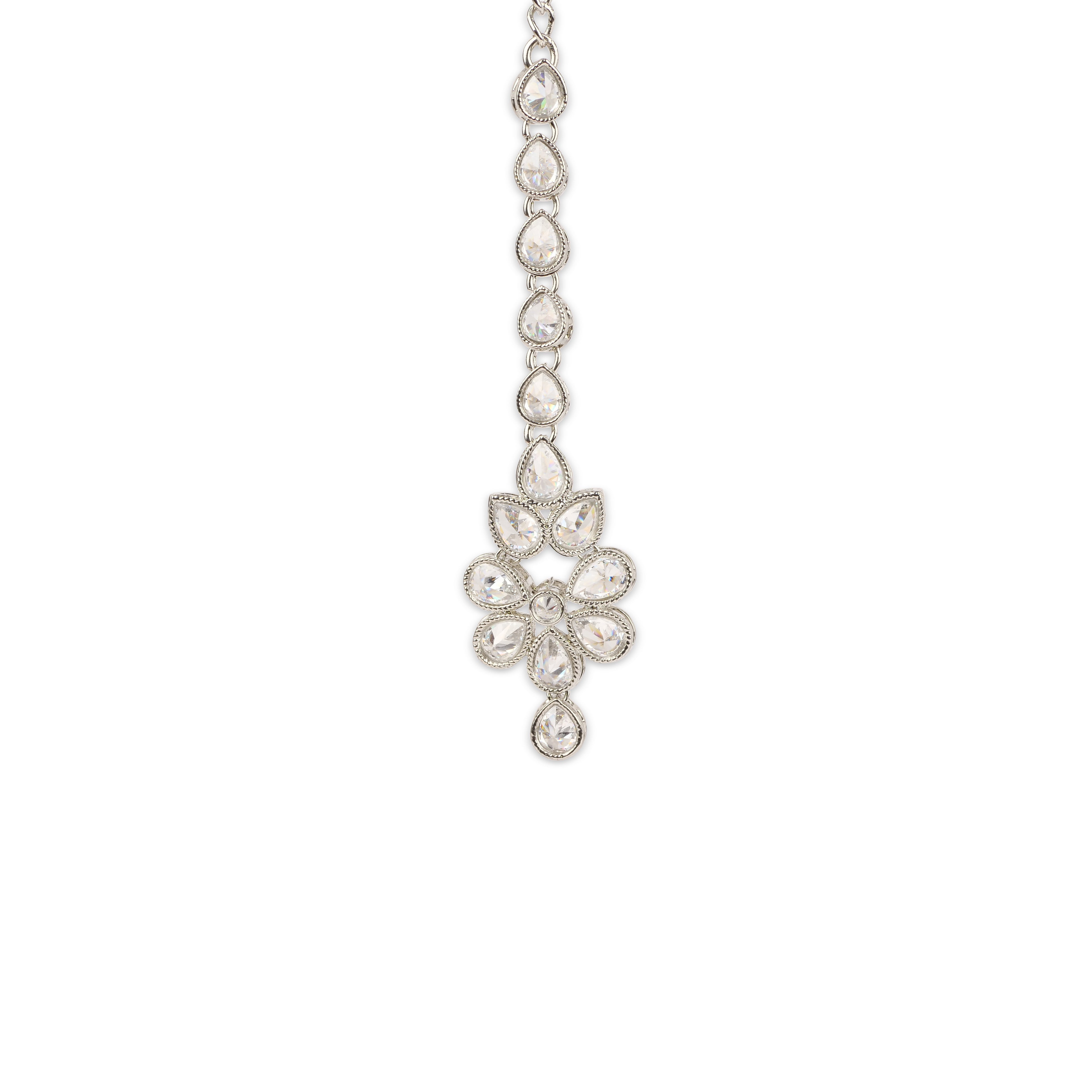 Neeva Simple Necklace Set in Rhodium