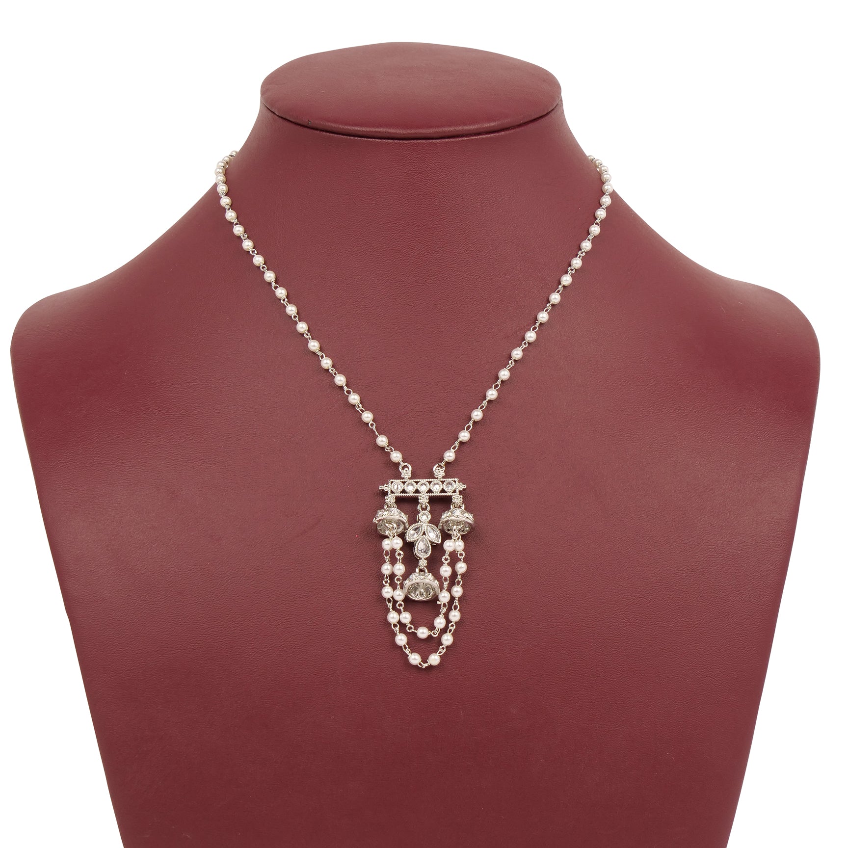 Noor Necklace in Pearl and Rhodium