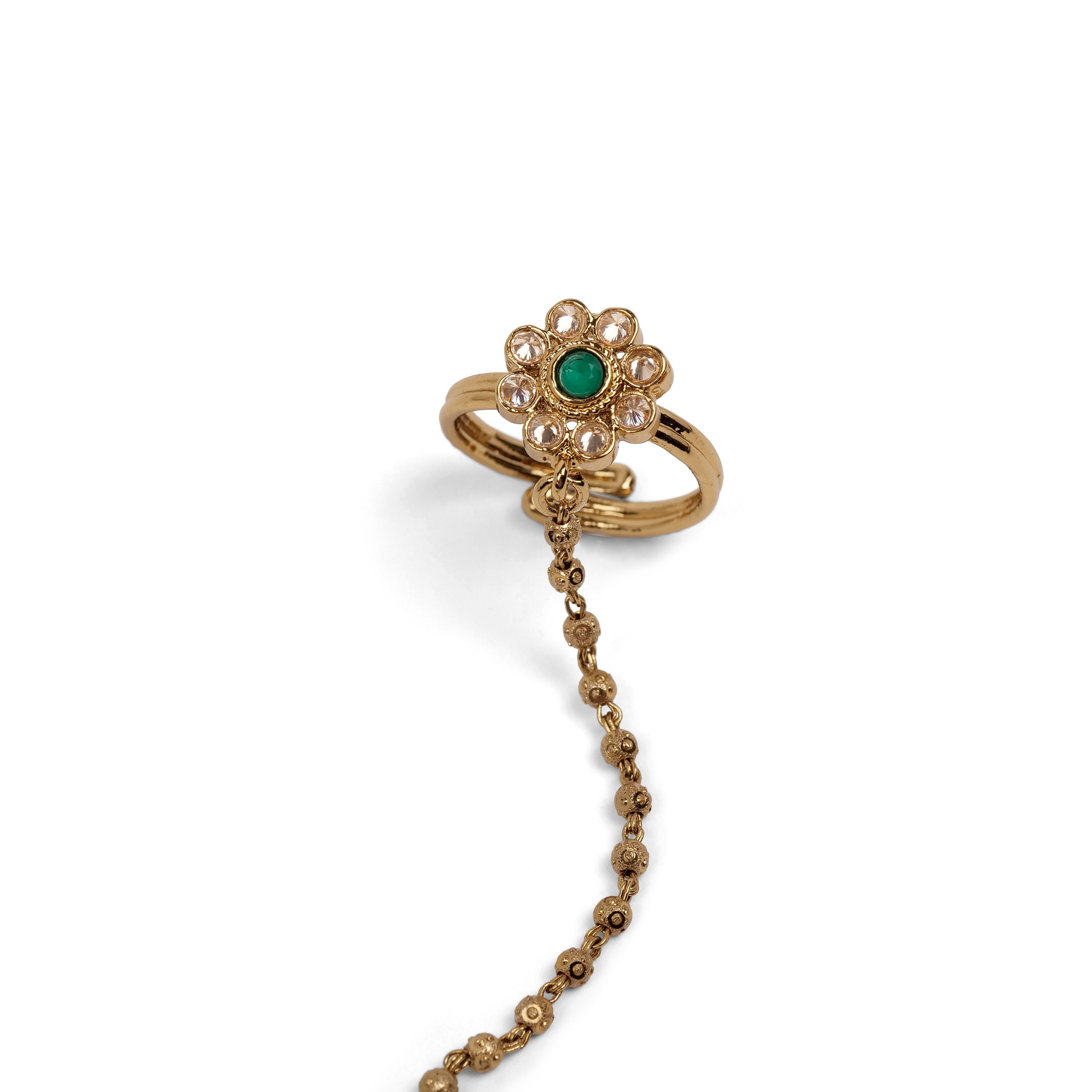 Forever Floral Hand Chain in Green