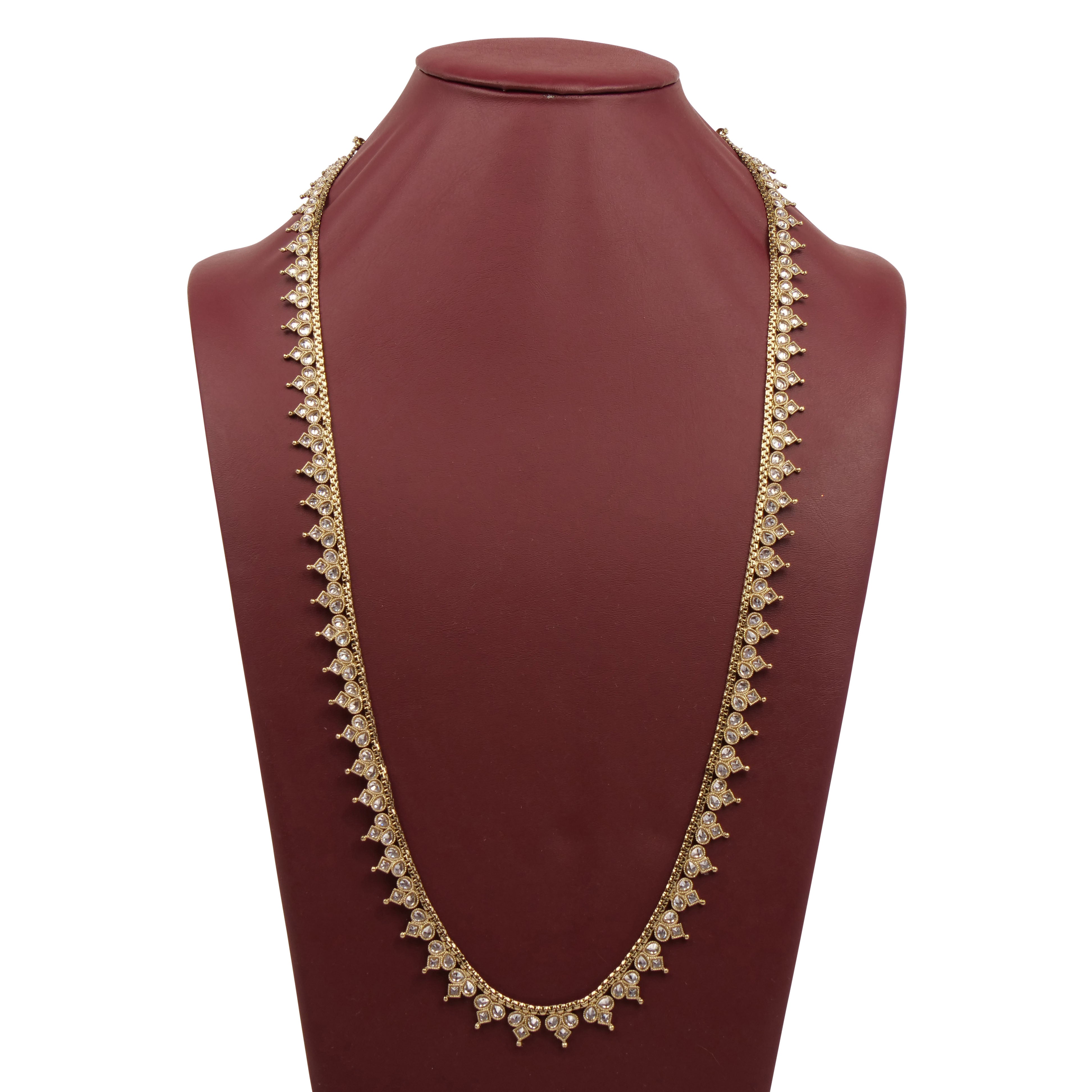 Long Crystal Rani Haar in White