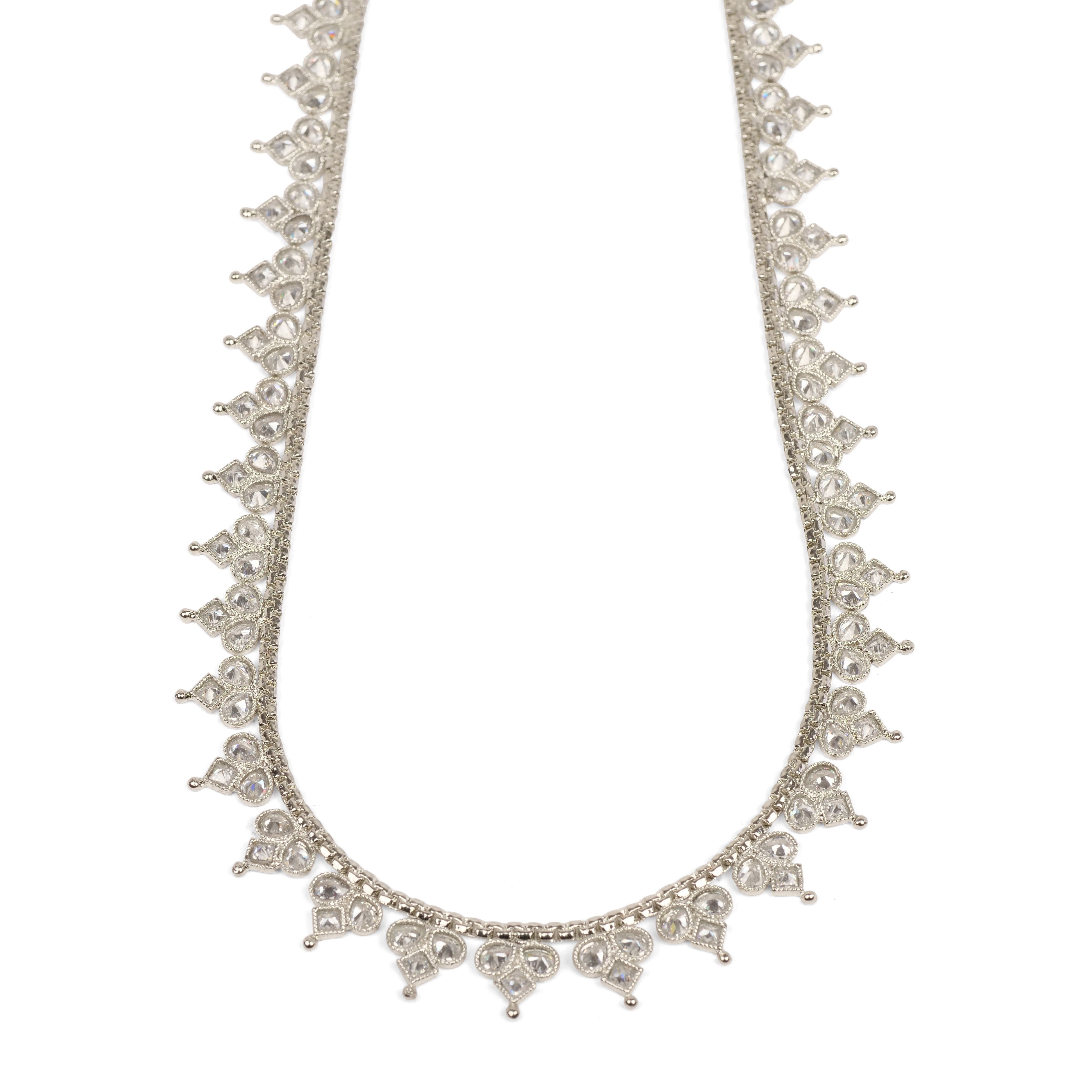 Long Crystal Rani Haar in Rhodium
