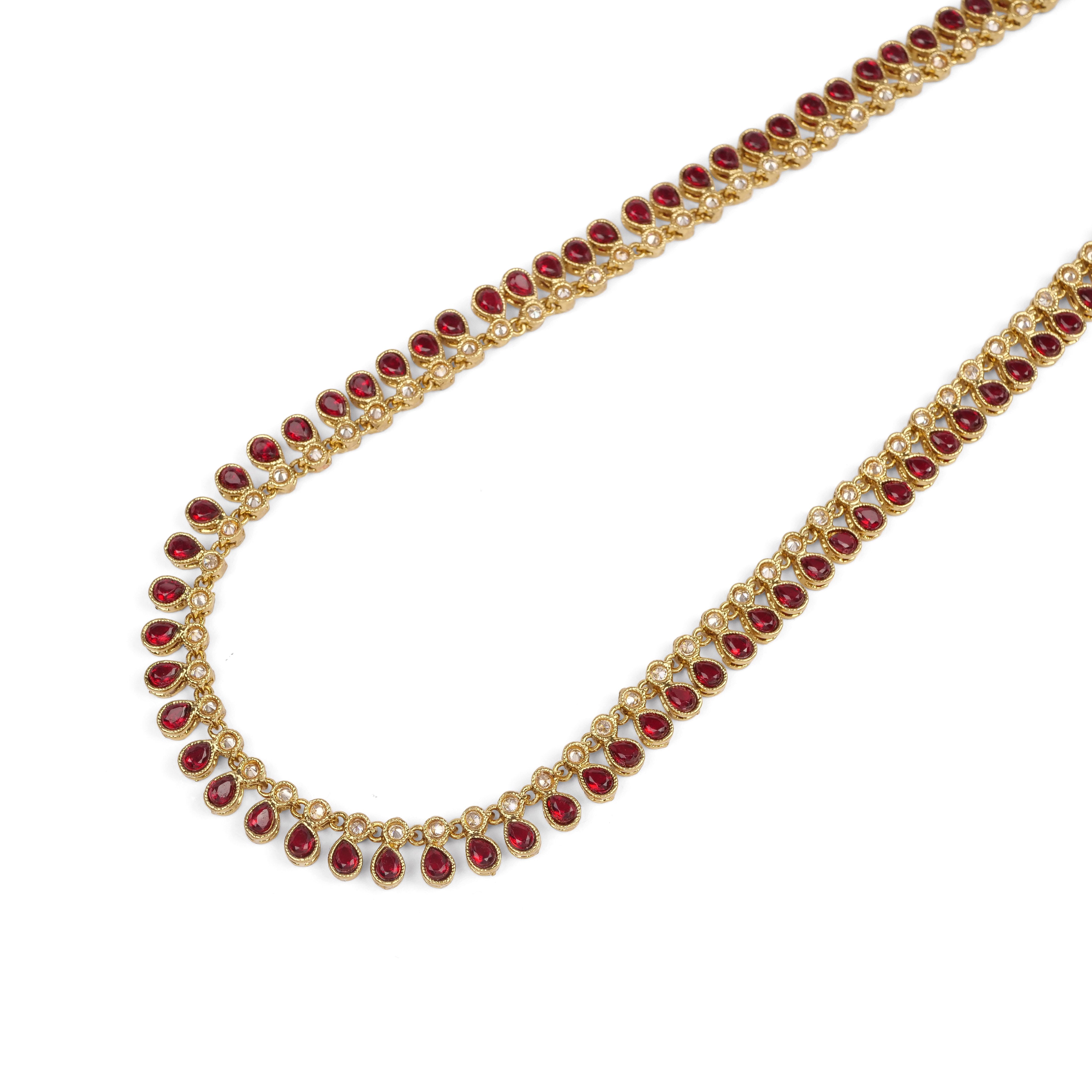 Crystal Drop Rani Haar in Maroon
