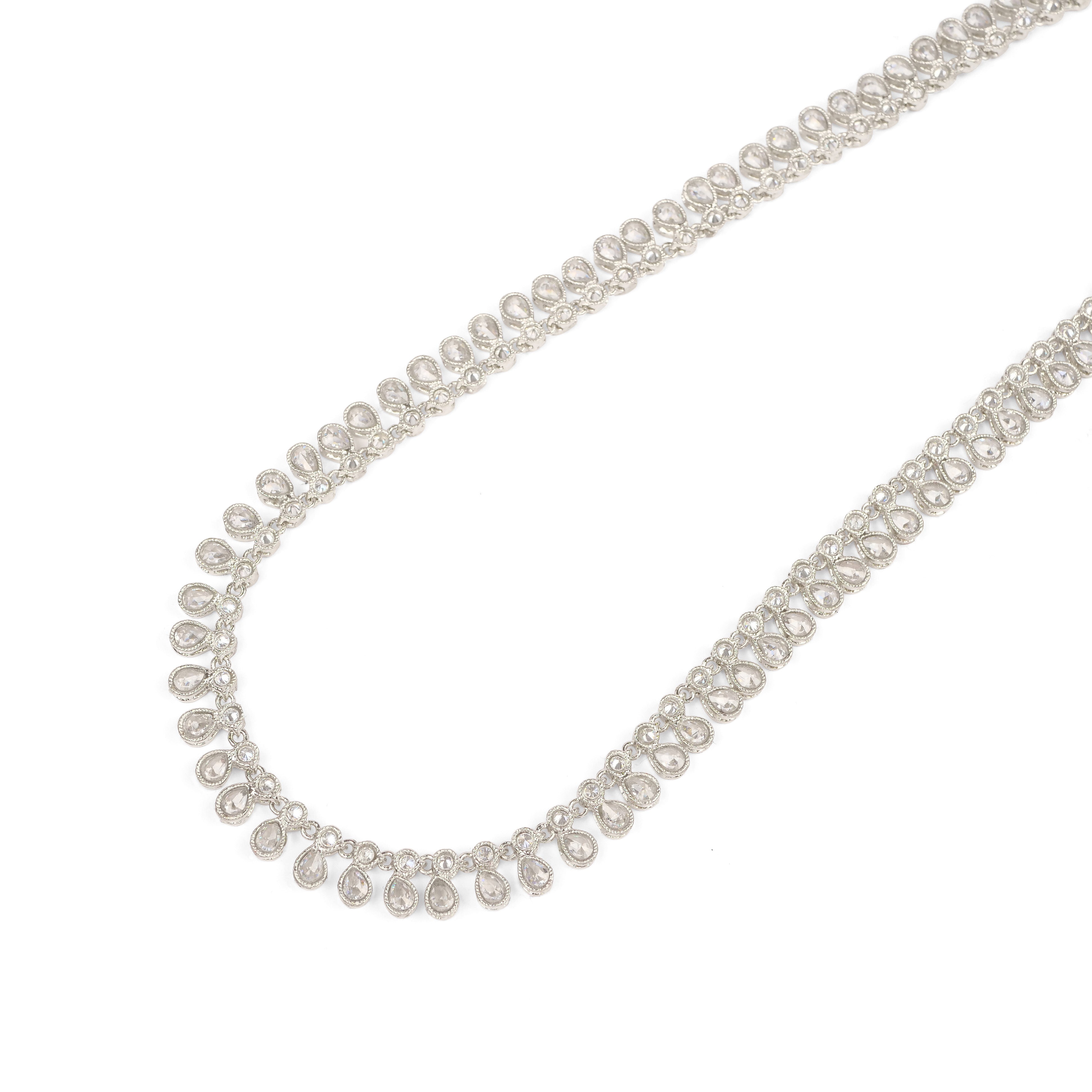 Crystal Drop Rani Haar in Rhodium