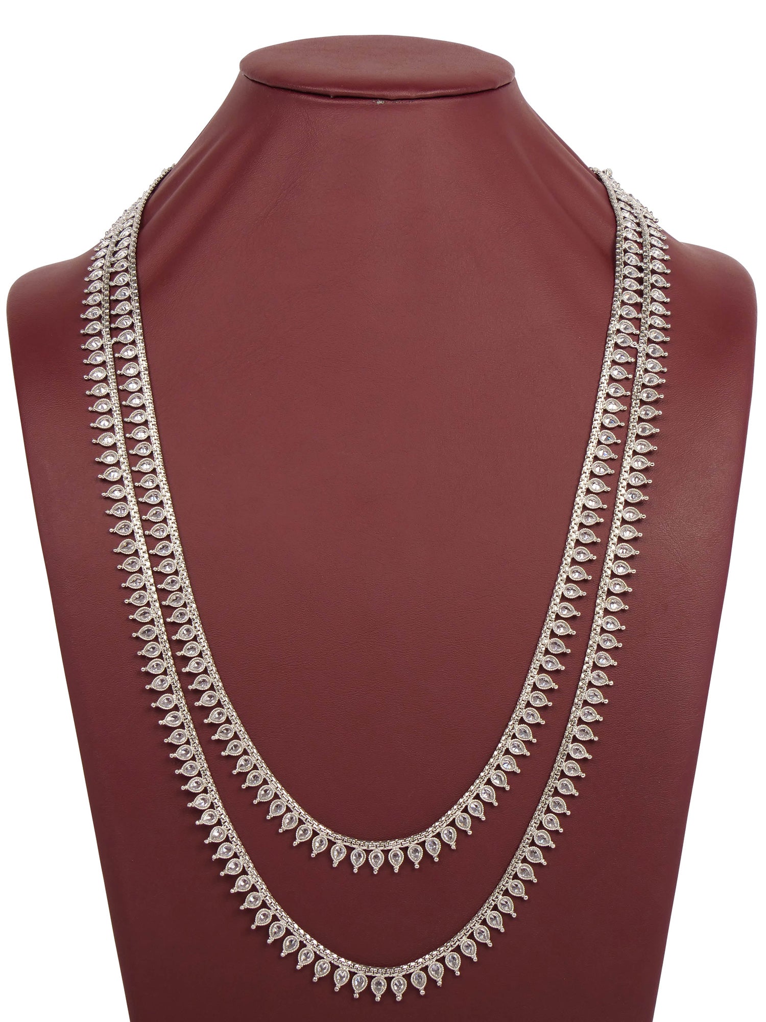 Teardrop Double Layer Rani Haar in Rhodium