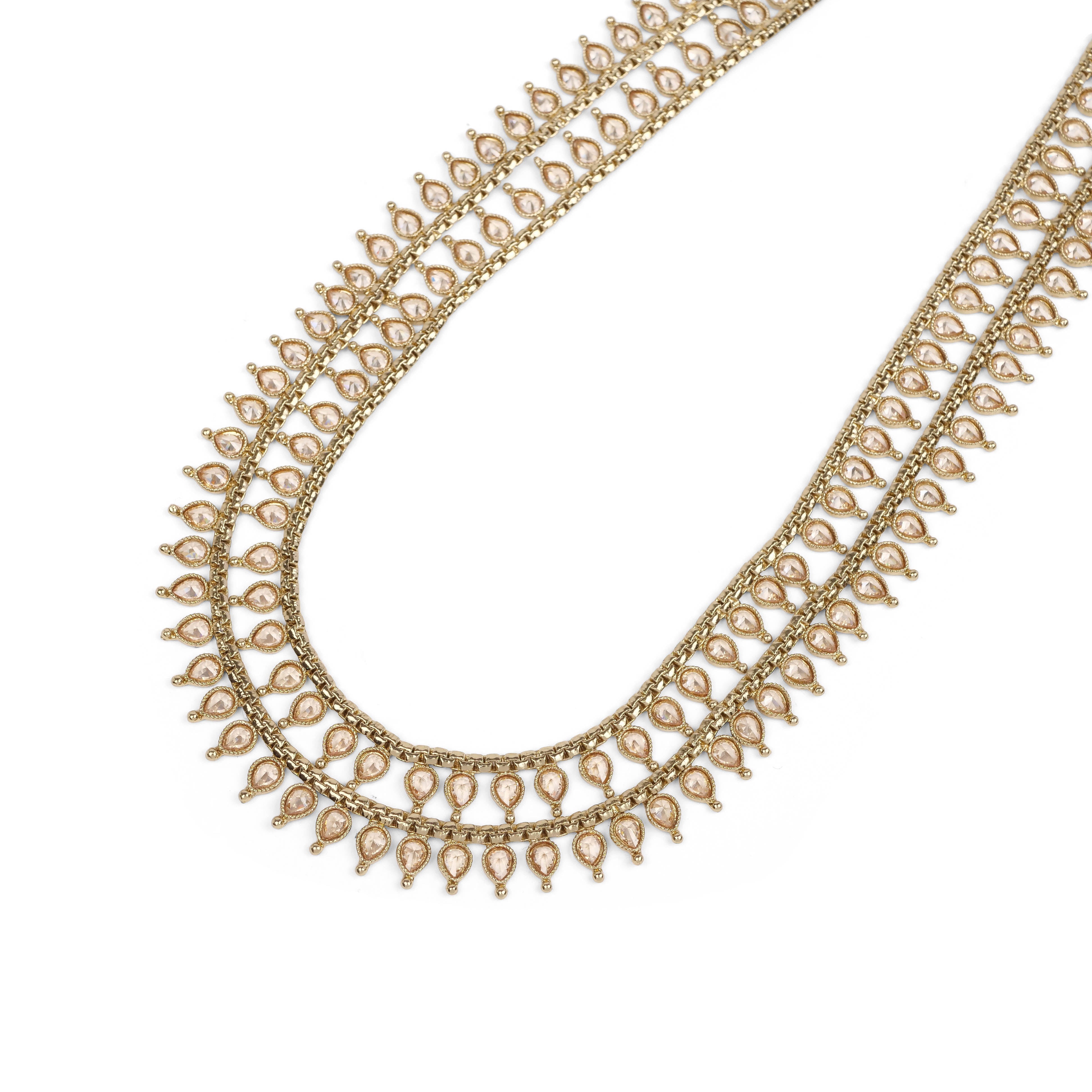 Teardrop Double Layer Rani Haar in Champagne