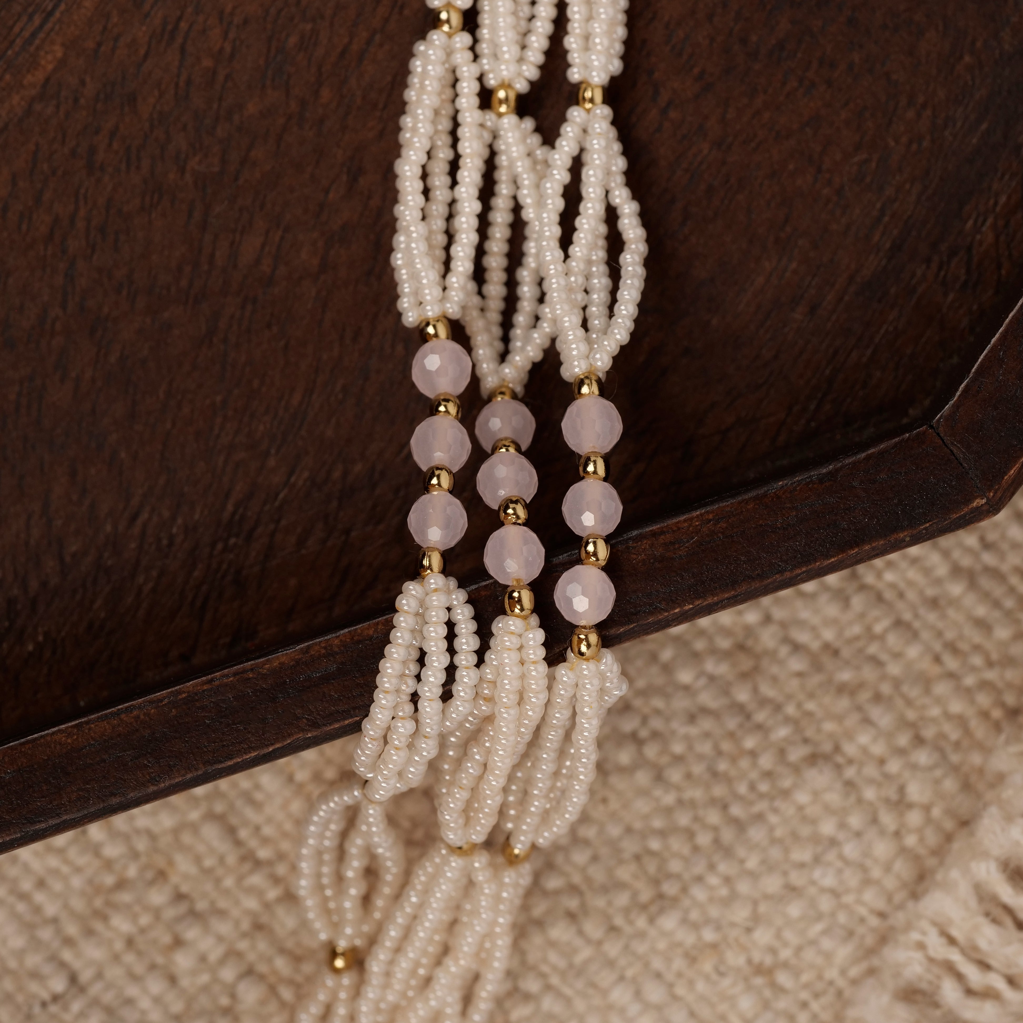 Layered Pearl and Pink Bead Long Necklace