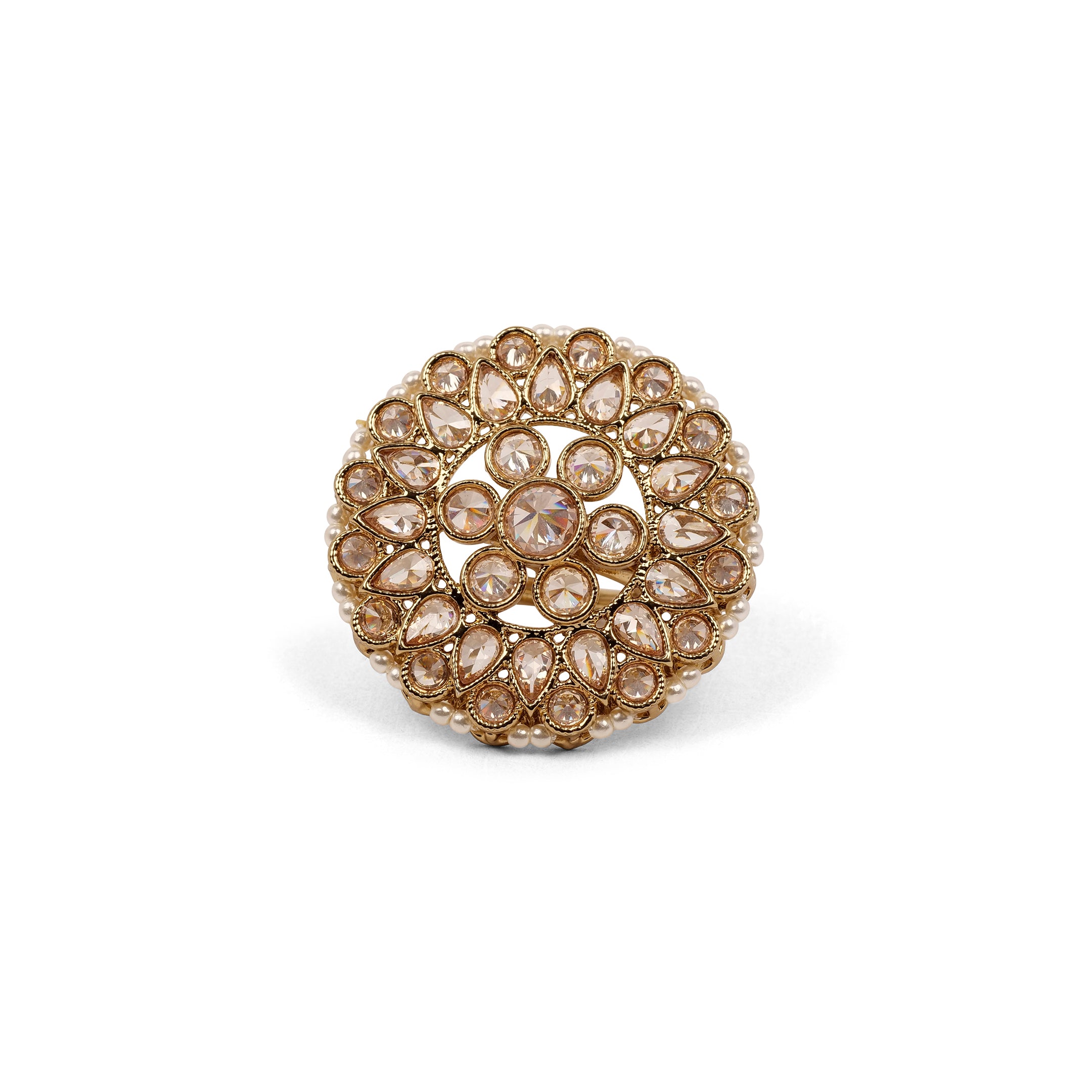 Pearl Oversized Round Ring in Topaz