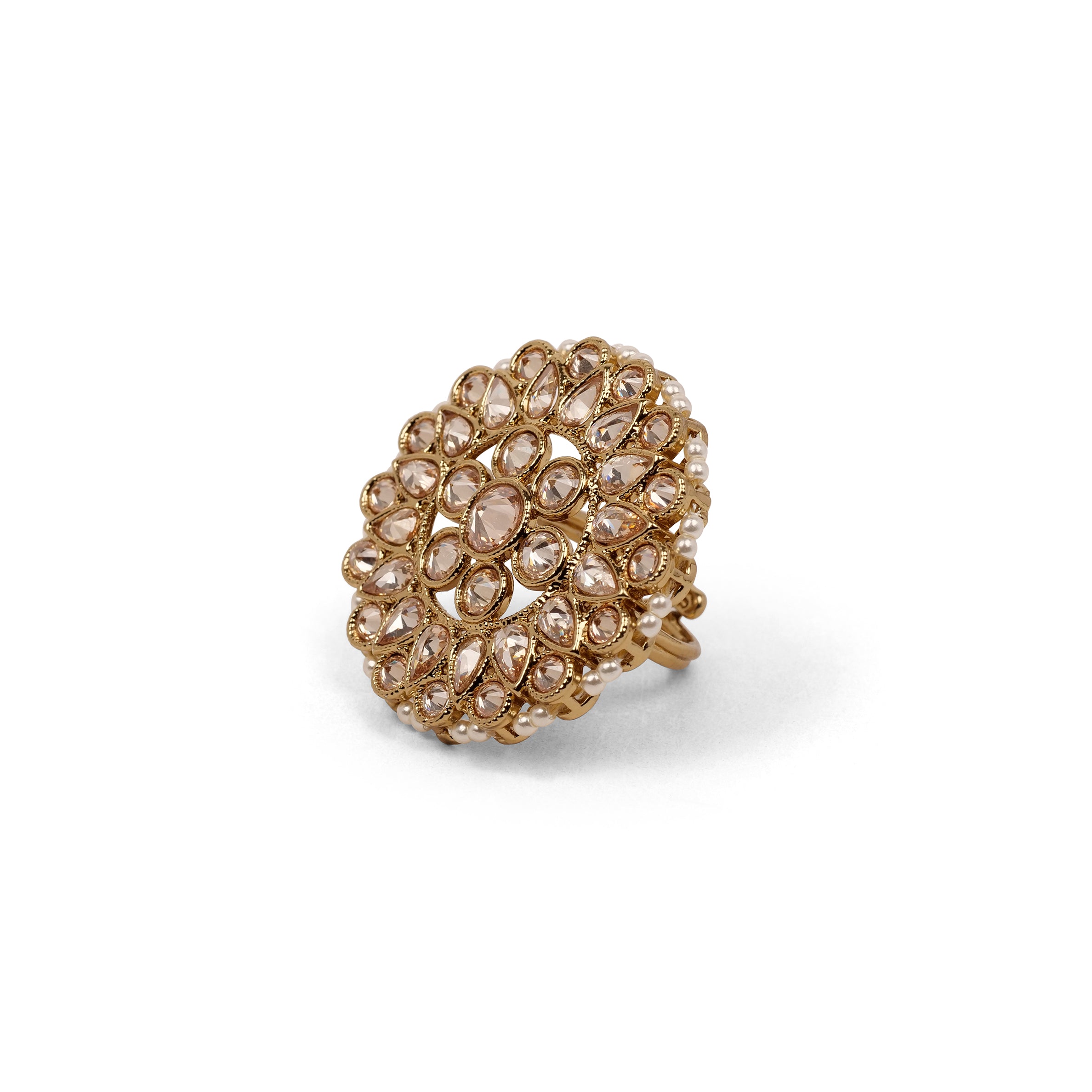 Pearl Oversized Round Ring in Topaz