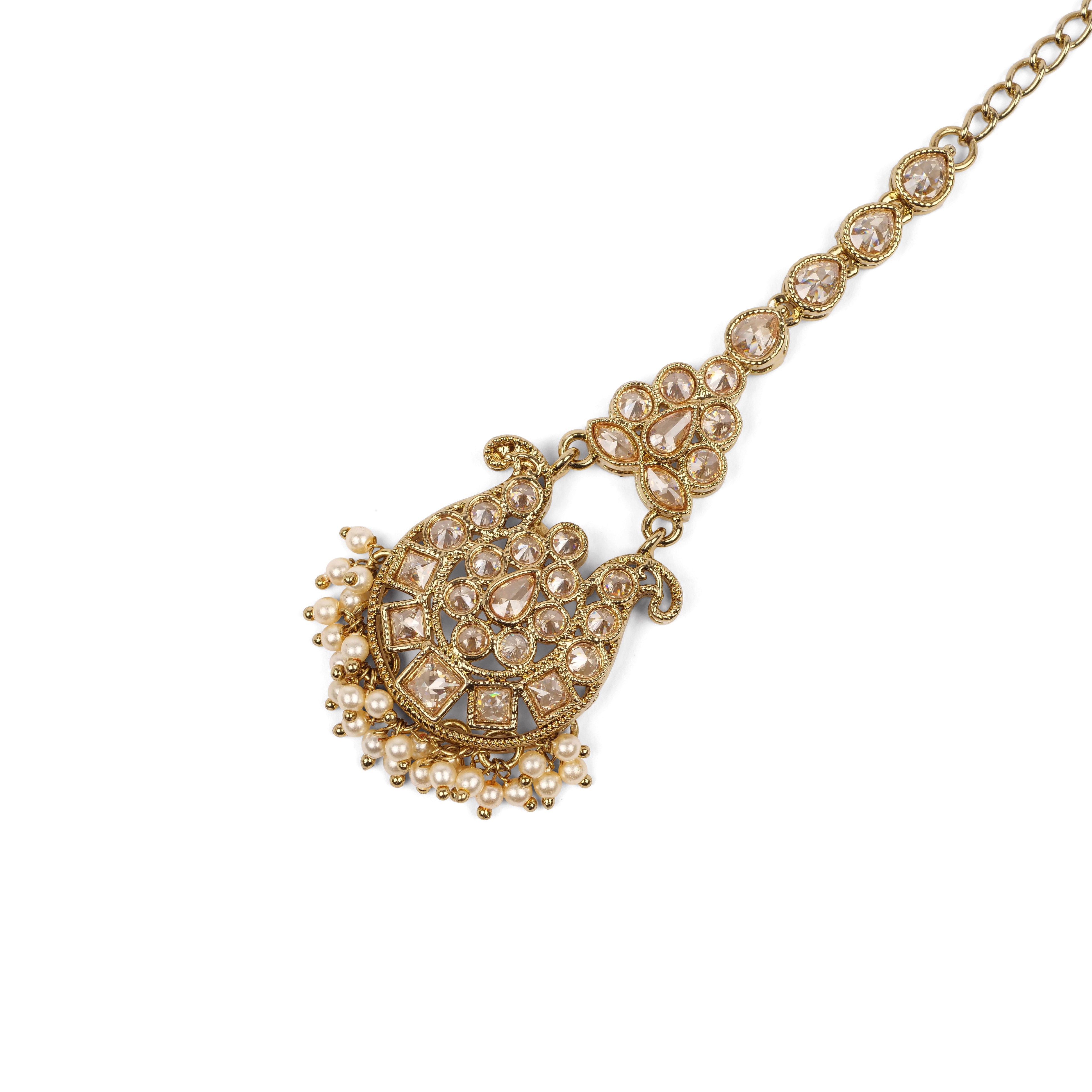 Neha Small Crystal Maang Tikka in Champagne