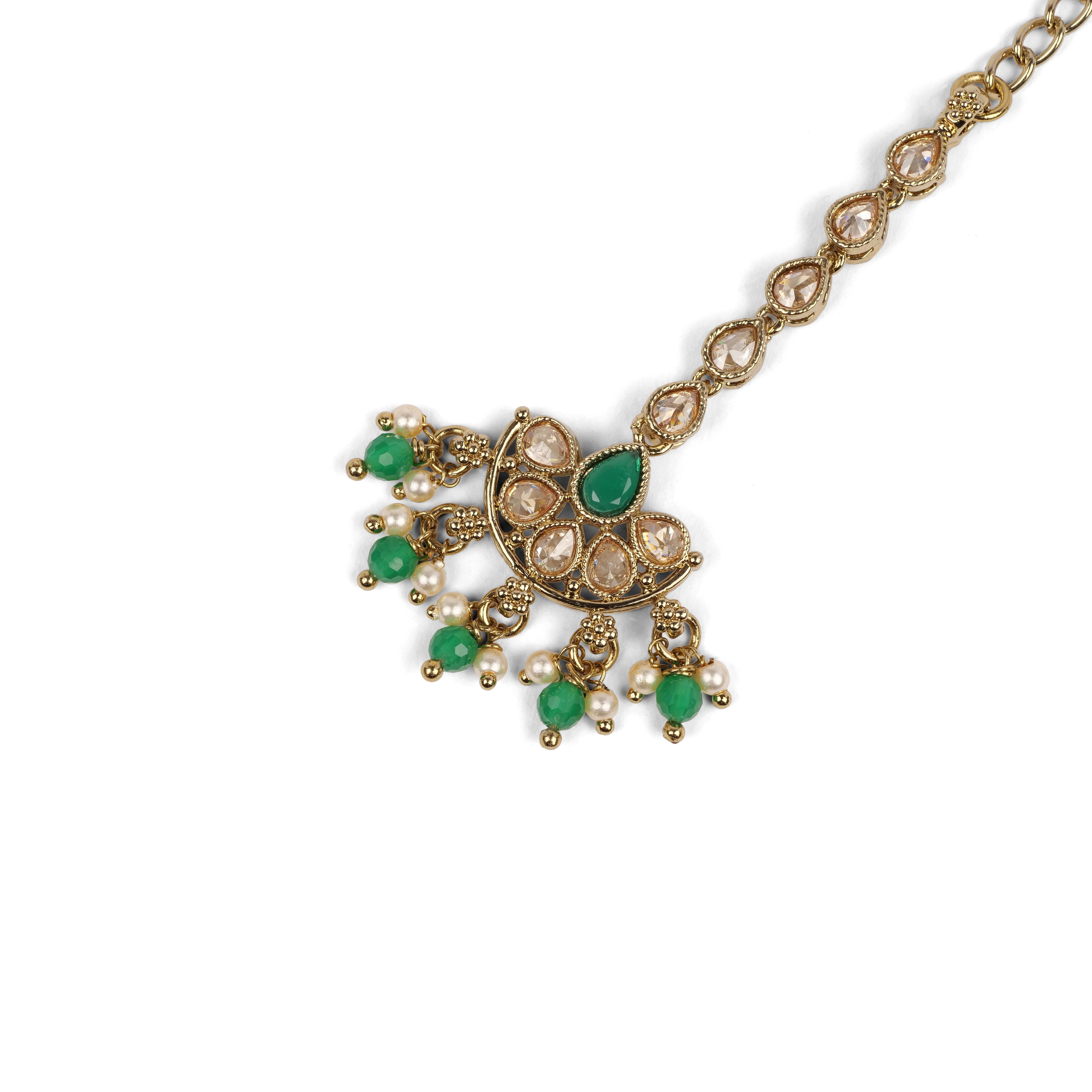Meena Maang Tikka in Green