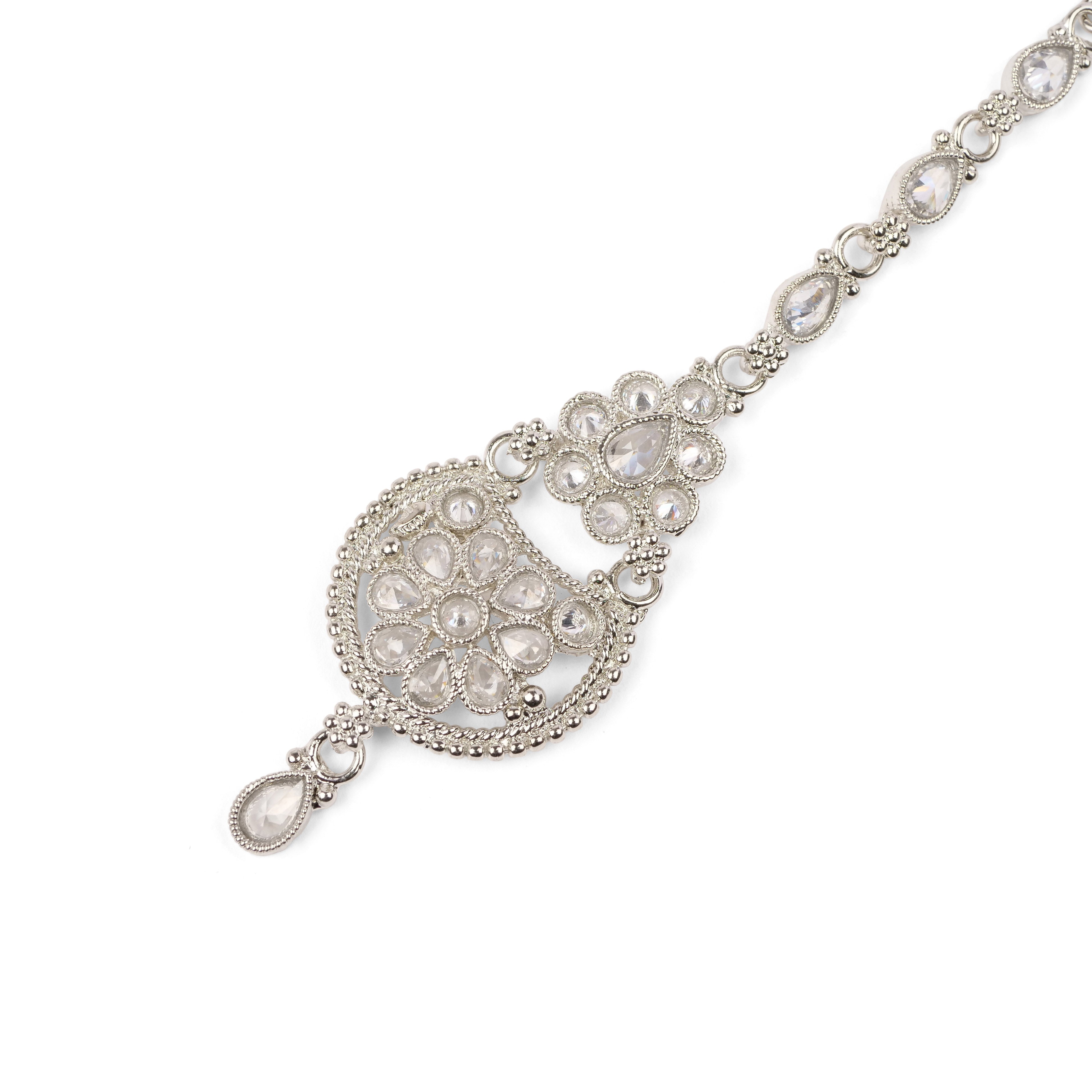 Raniya Rhodium Manng Tikka with White Crystal