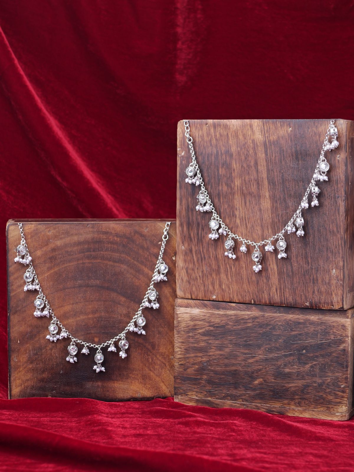 Radha Ear Chains in Rhodium