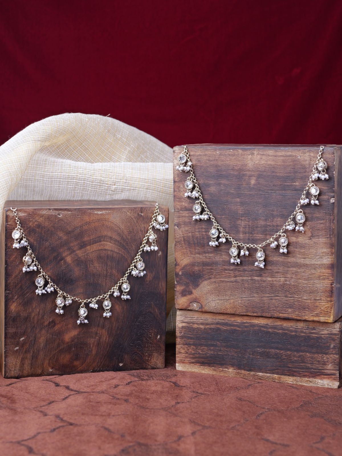 Radha Ear Chains in White