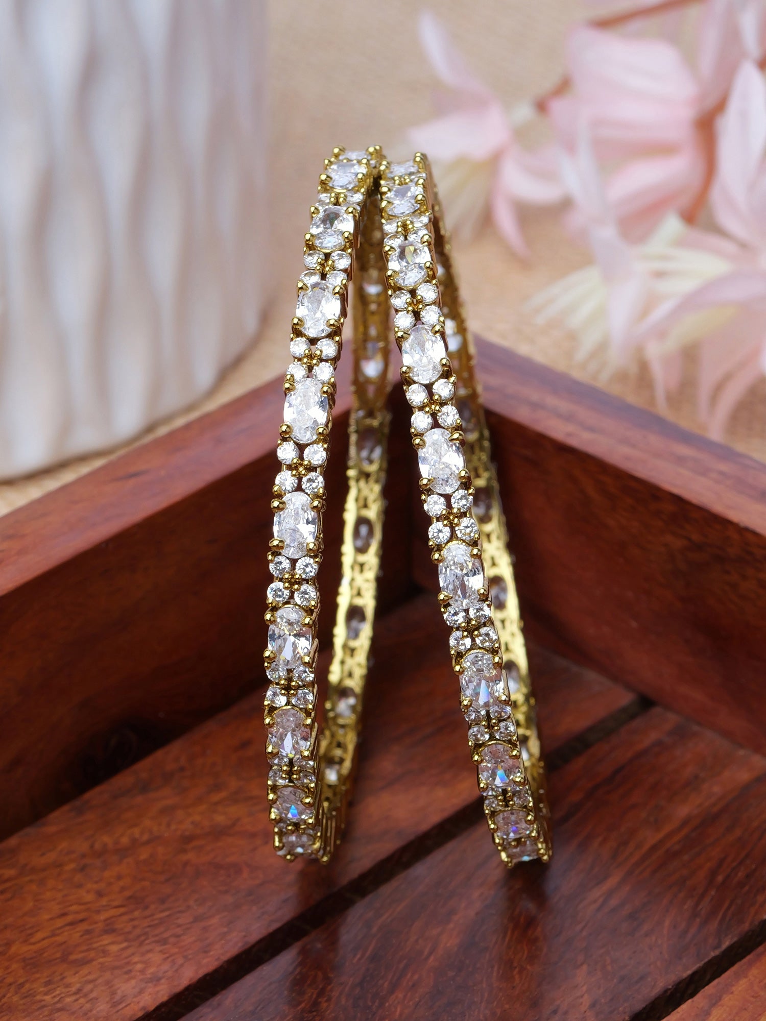 Rahi Cubic Zirconia Bangles in White