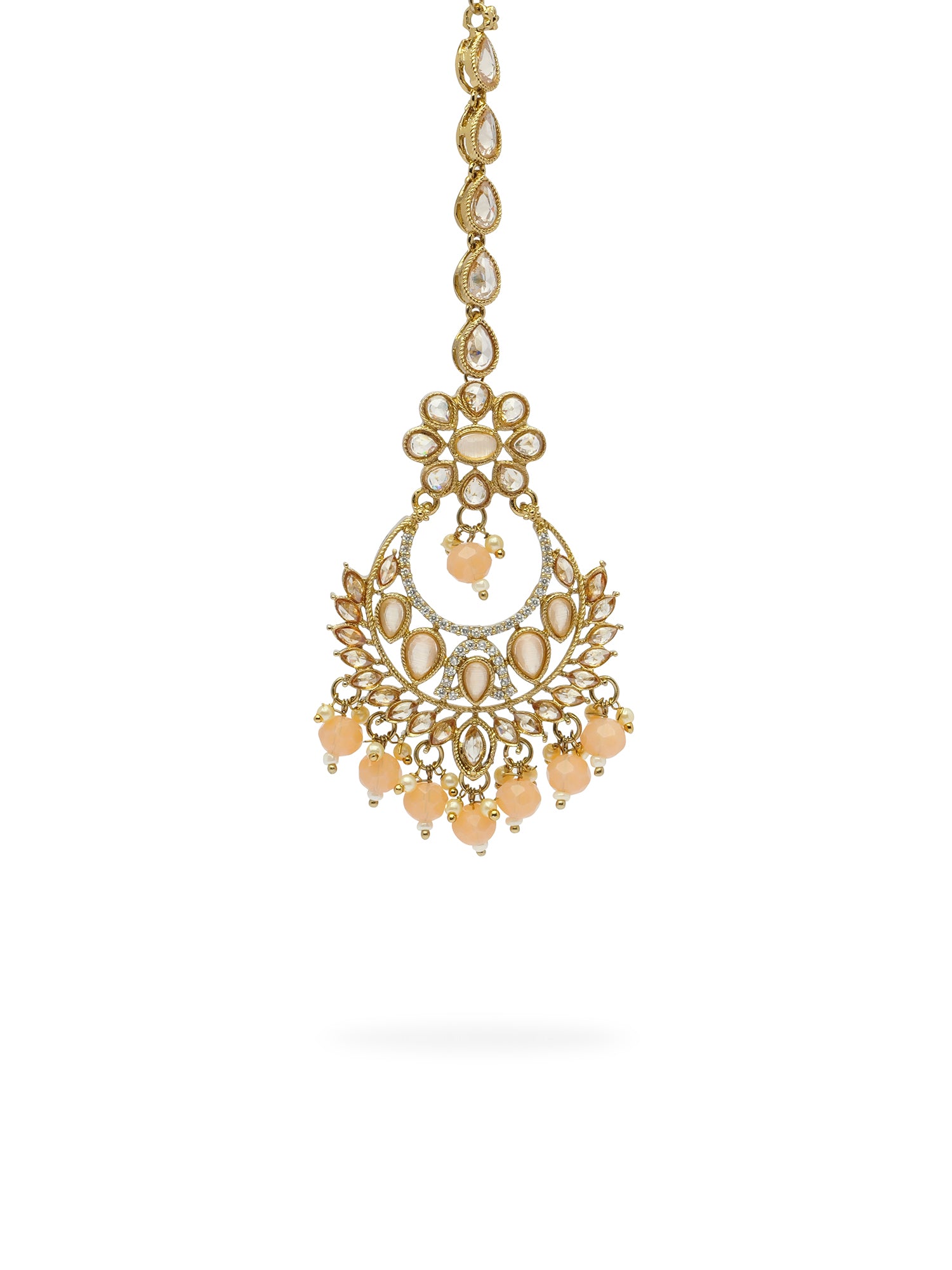 Rahi Chaand Maang Tikka in Peach