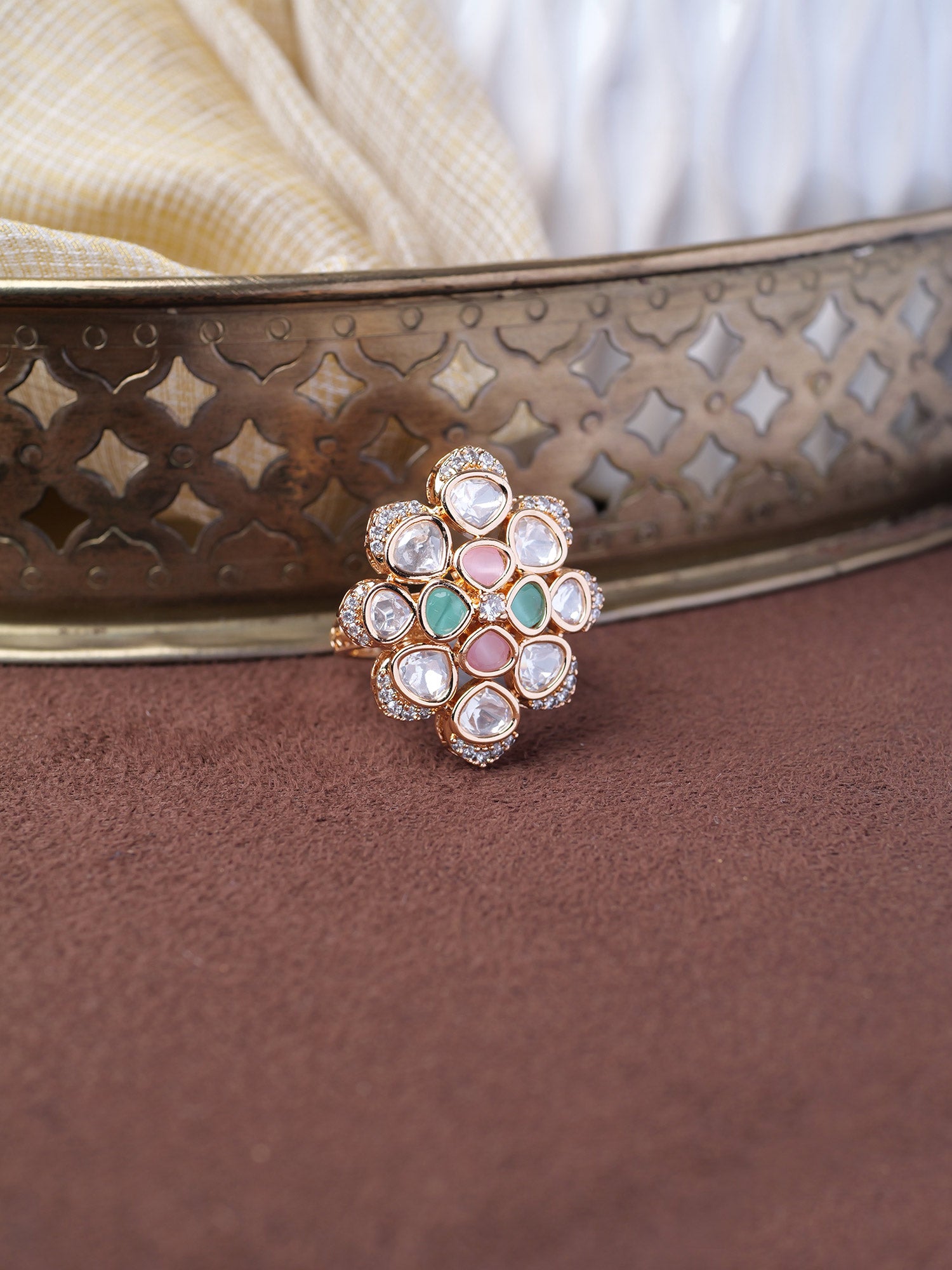 Raina Kundan Ring in Multi