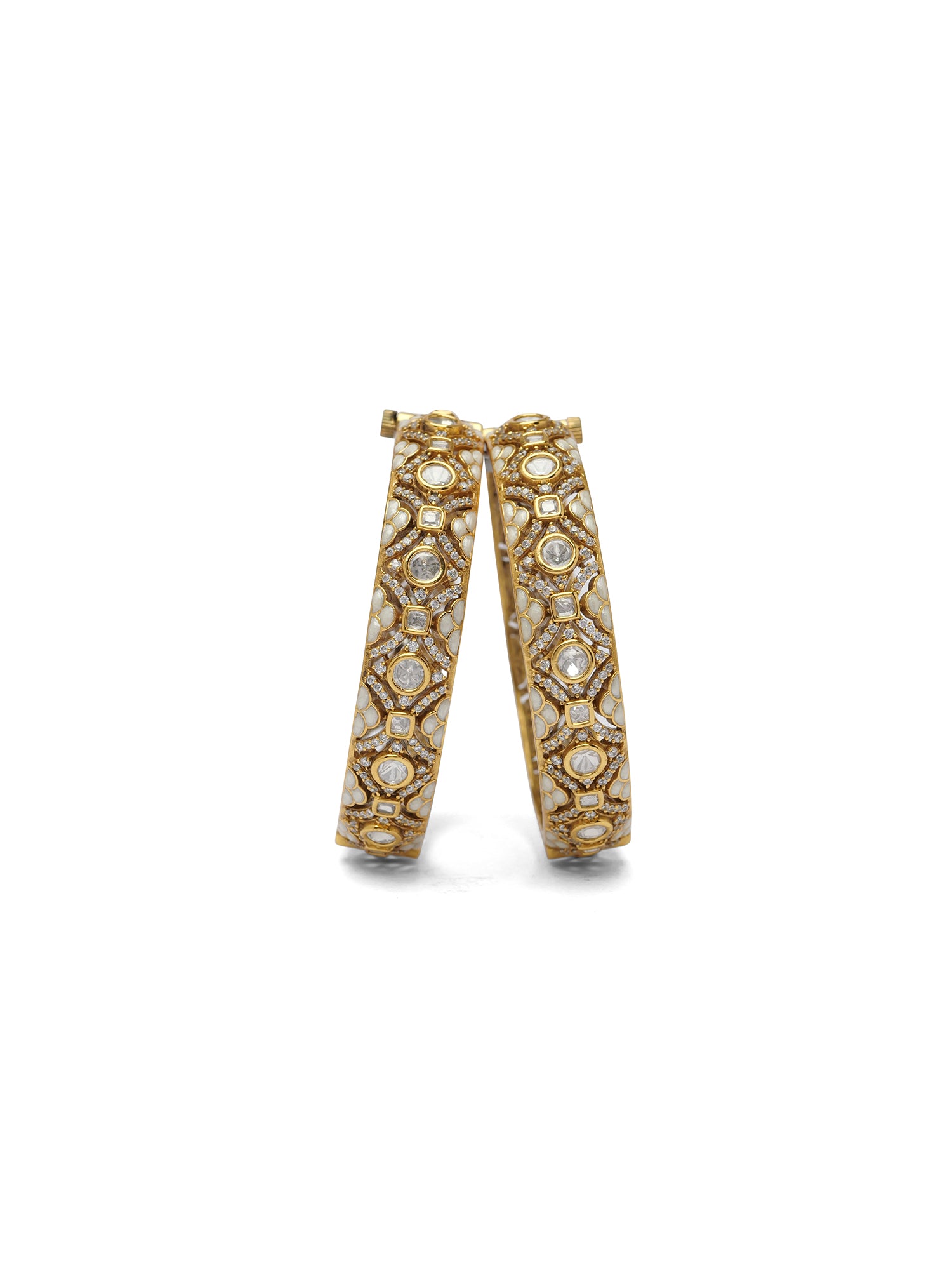 Rajeshwari Kundan Bangles in White