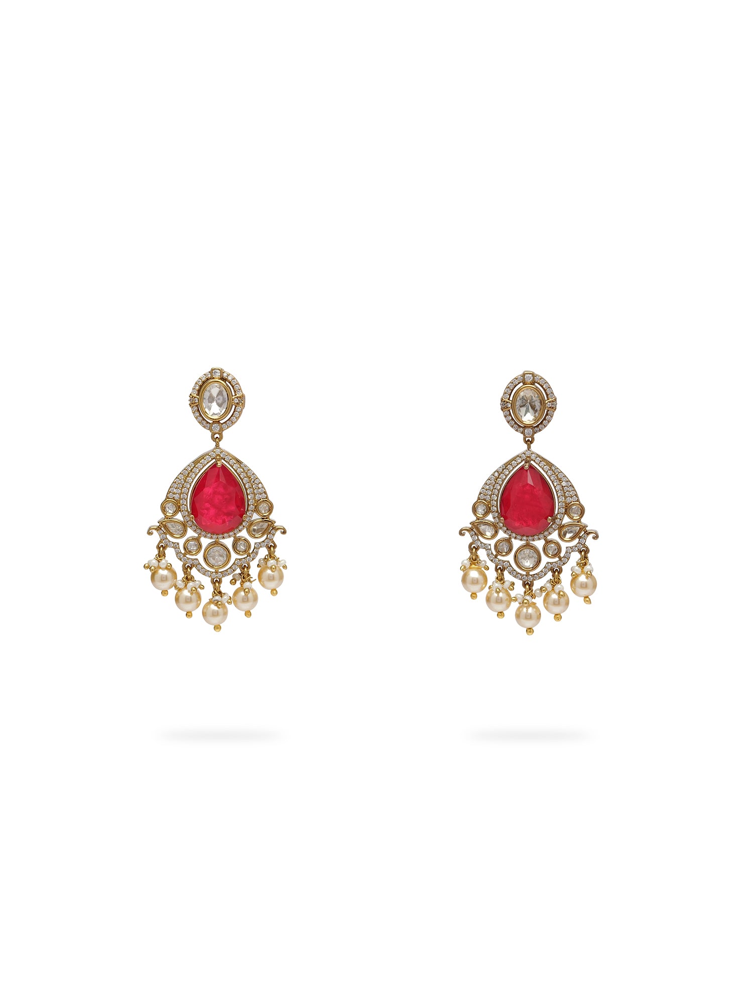 Rajkumari Kundan Necklace Set in Ruby and Pearl