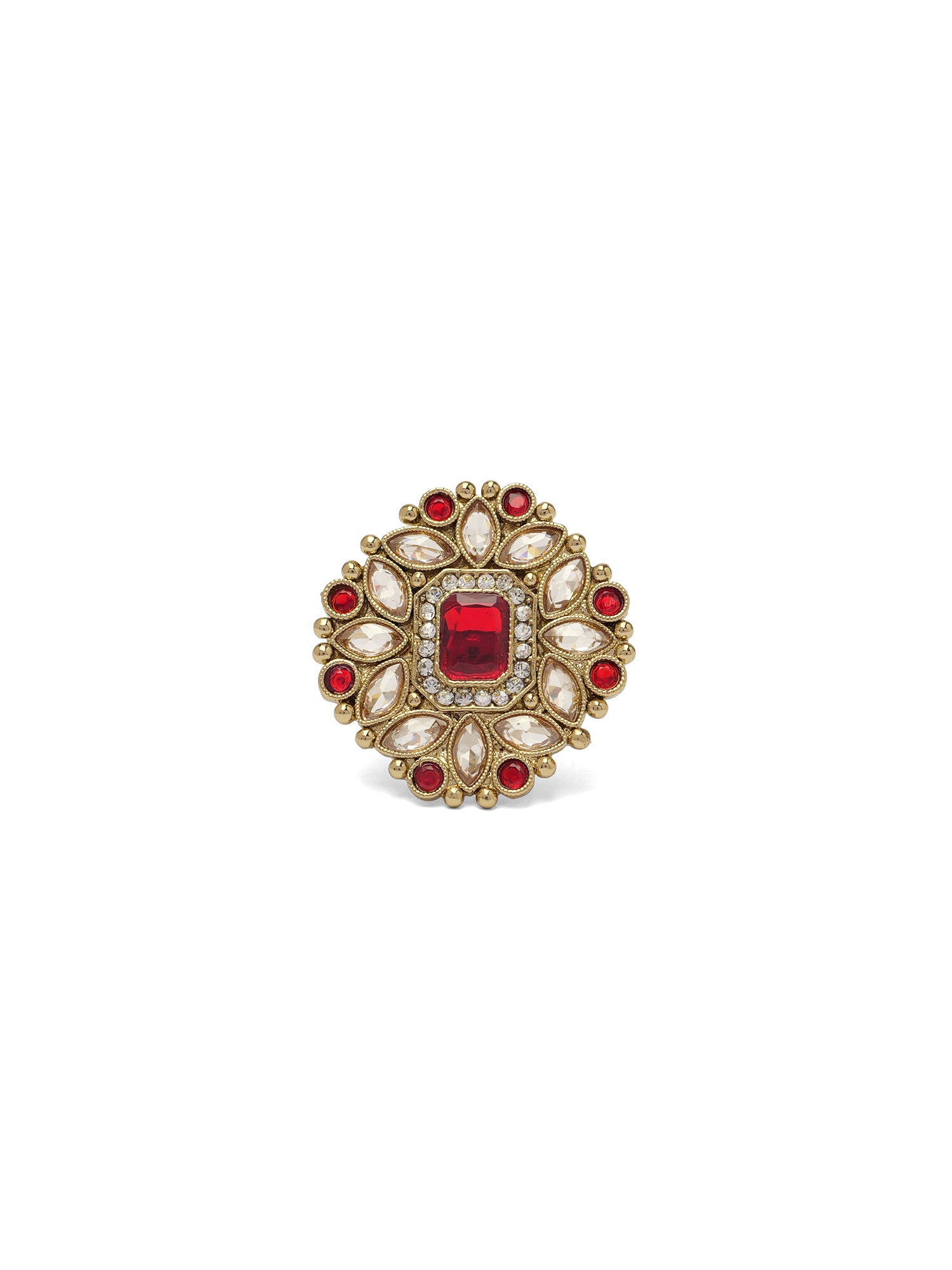 Rajkumari Ring in Maroon and Antique Gold