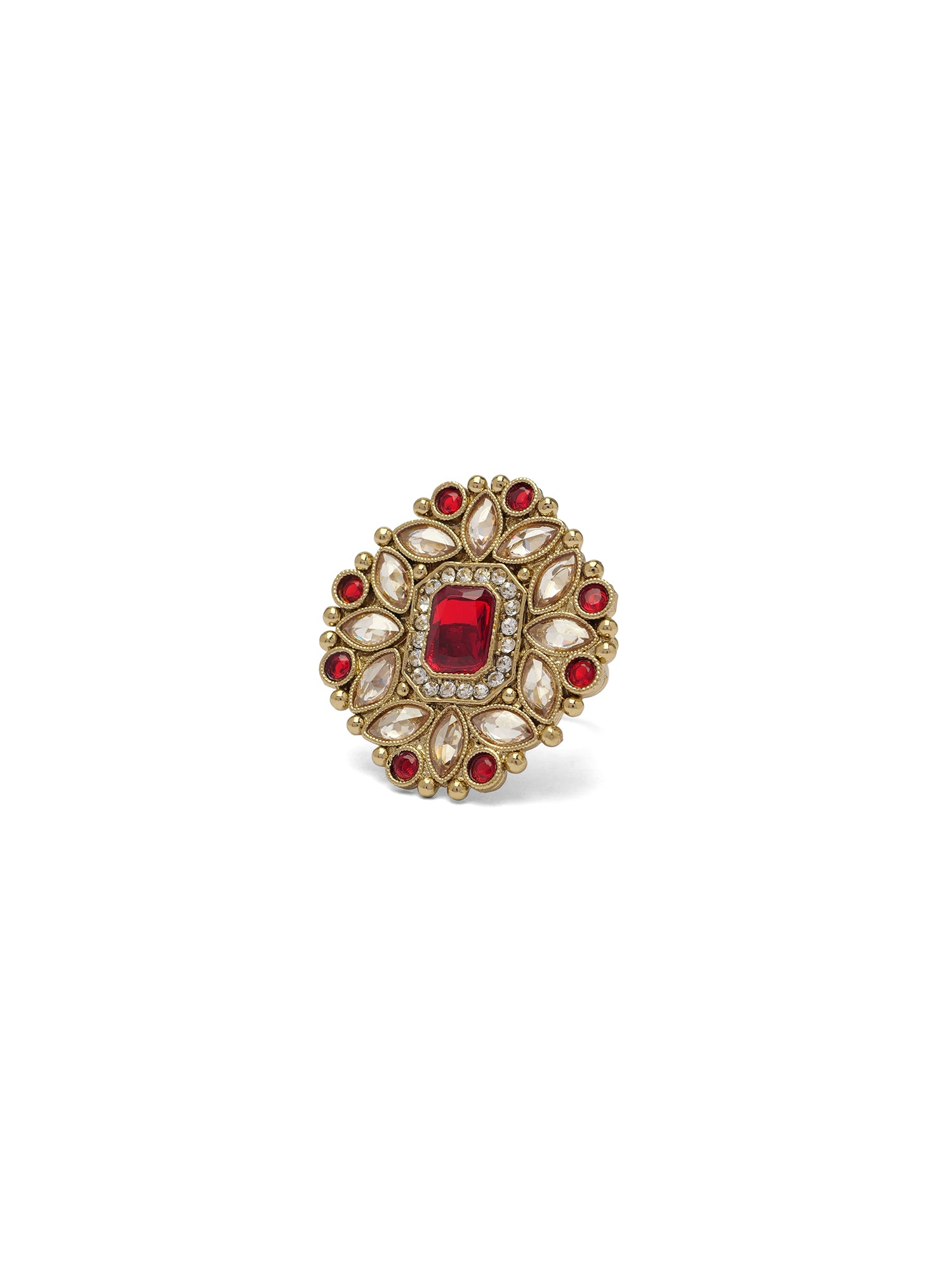 Rajkumari Ring in Maroon and Antique Gold