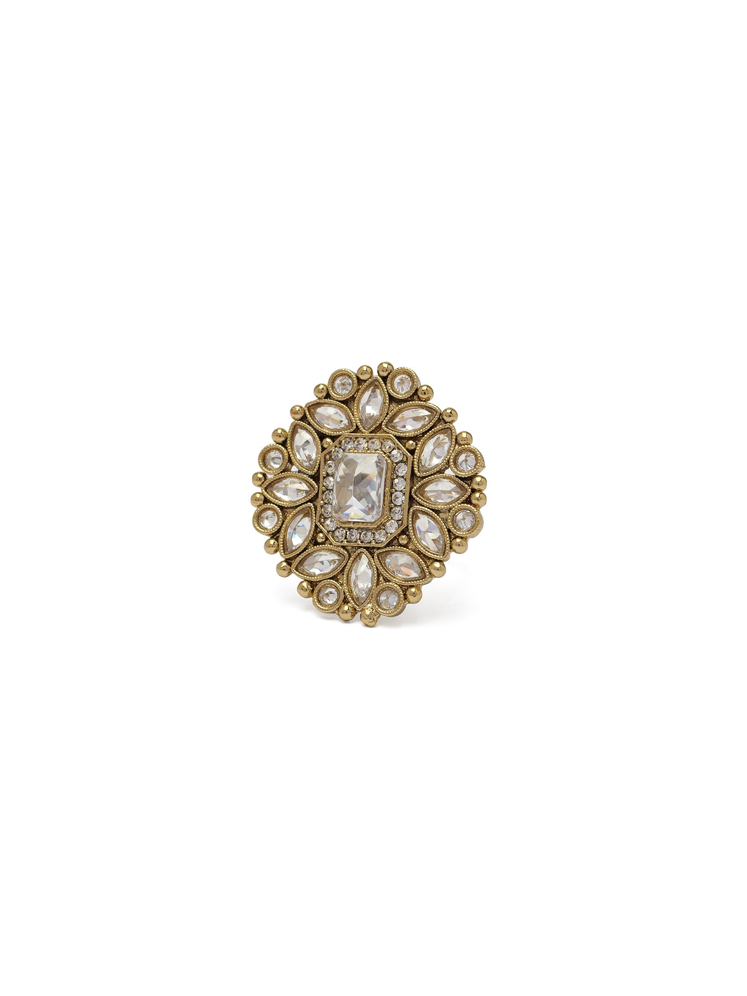Rajkumari Ring in White and Antique Gold