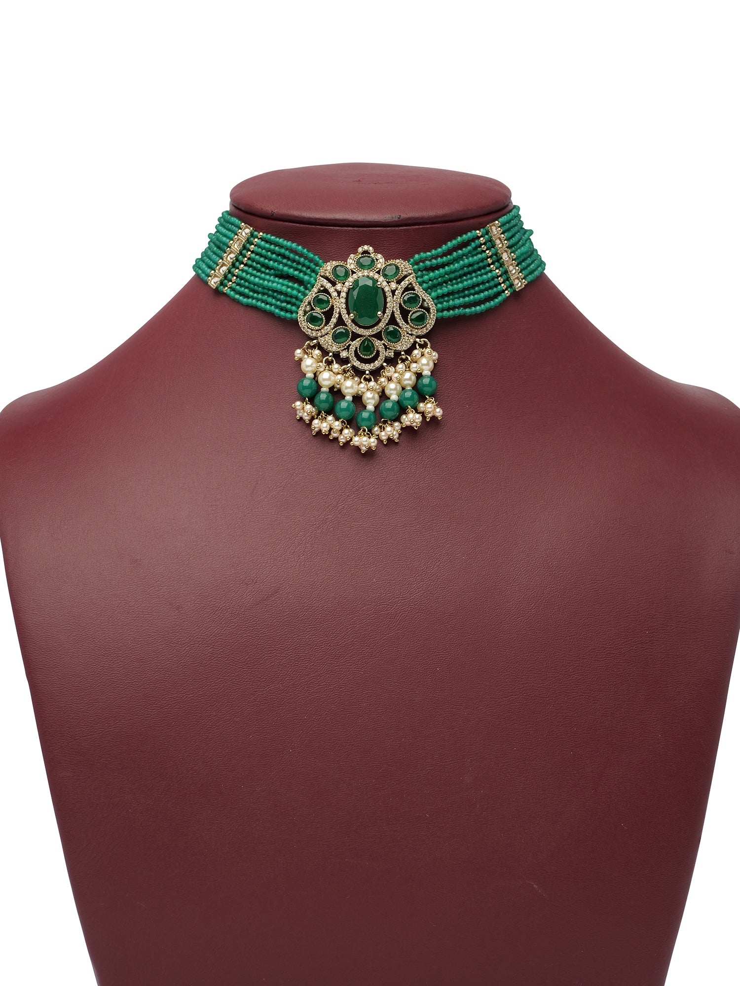 Rajmoti Necklace Set in Green