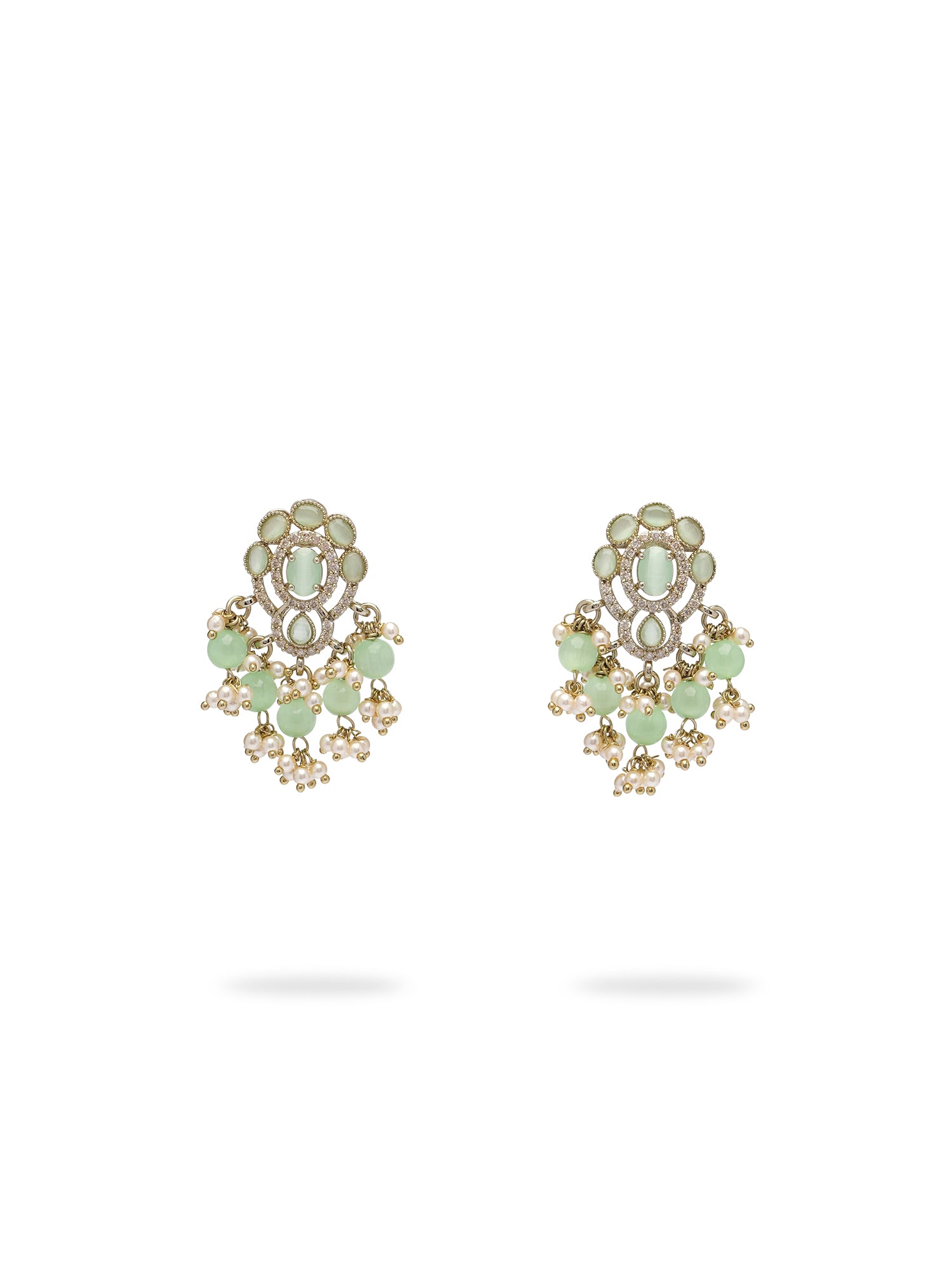 Rajmoti Necklace Set in Mint
