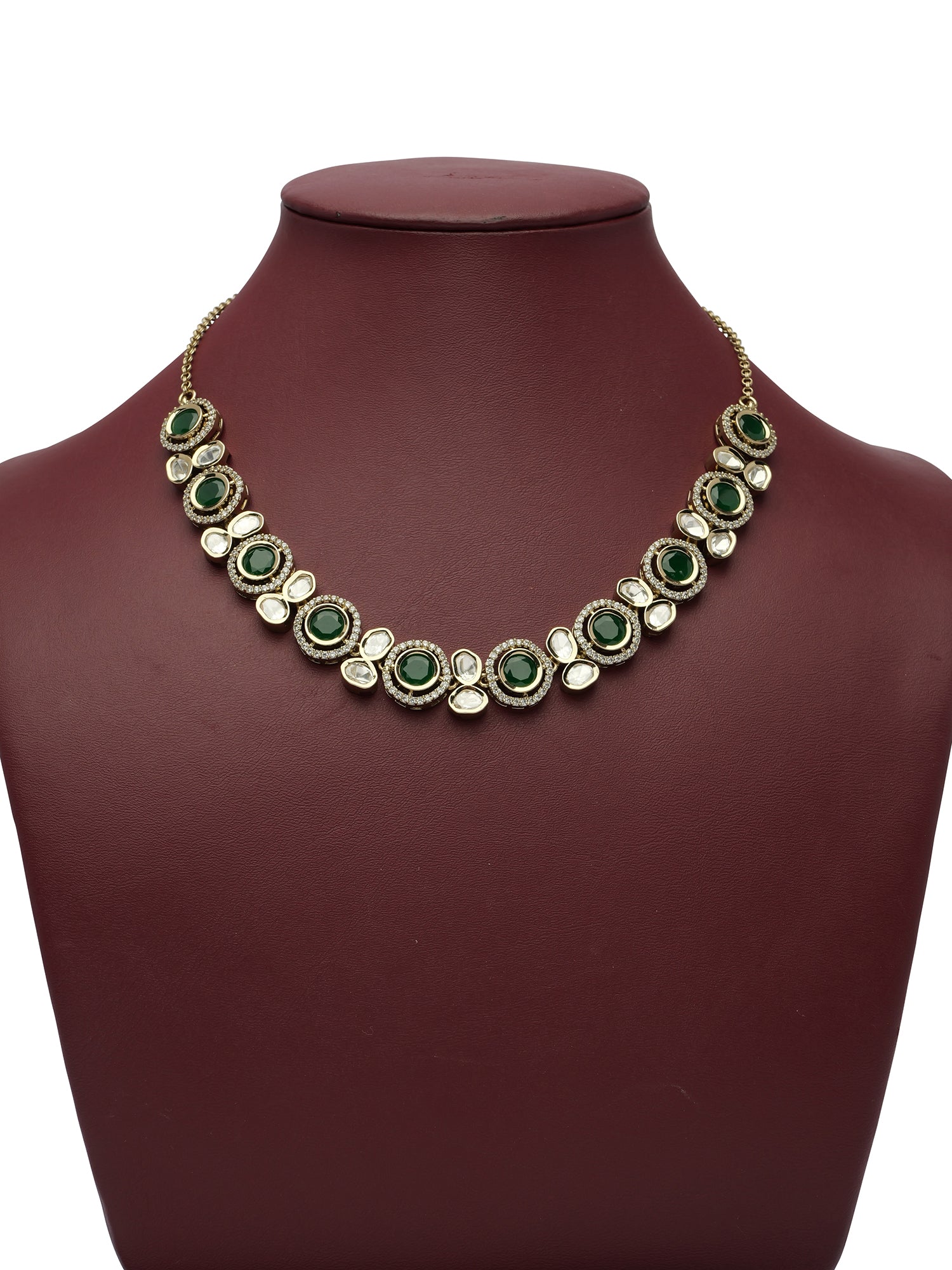 Rajnita Kundan Necklace Set in Green