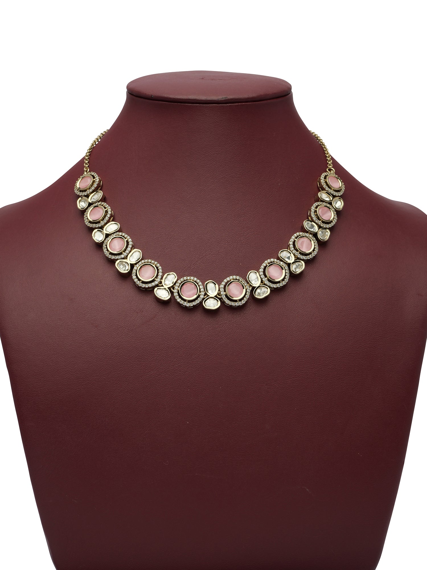 Rajnita Kundan Necklace Set in Light Pink