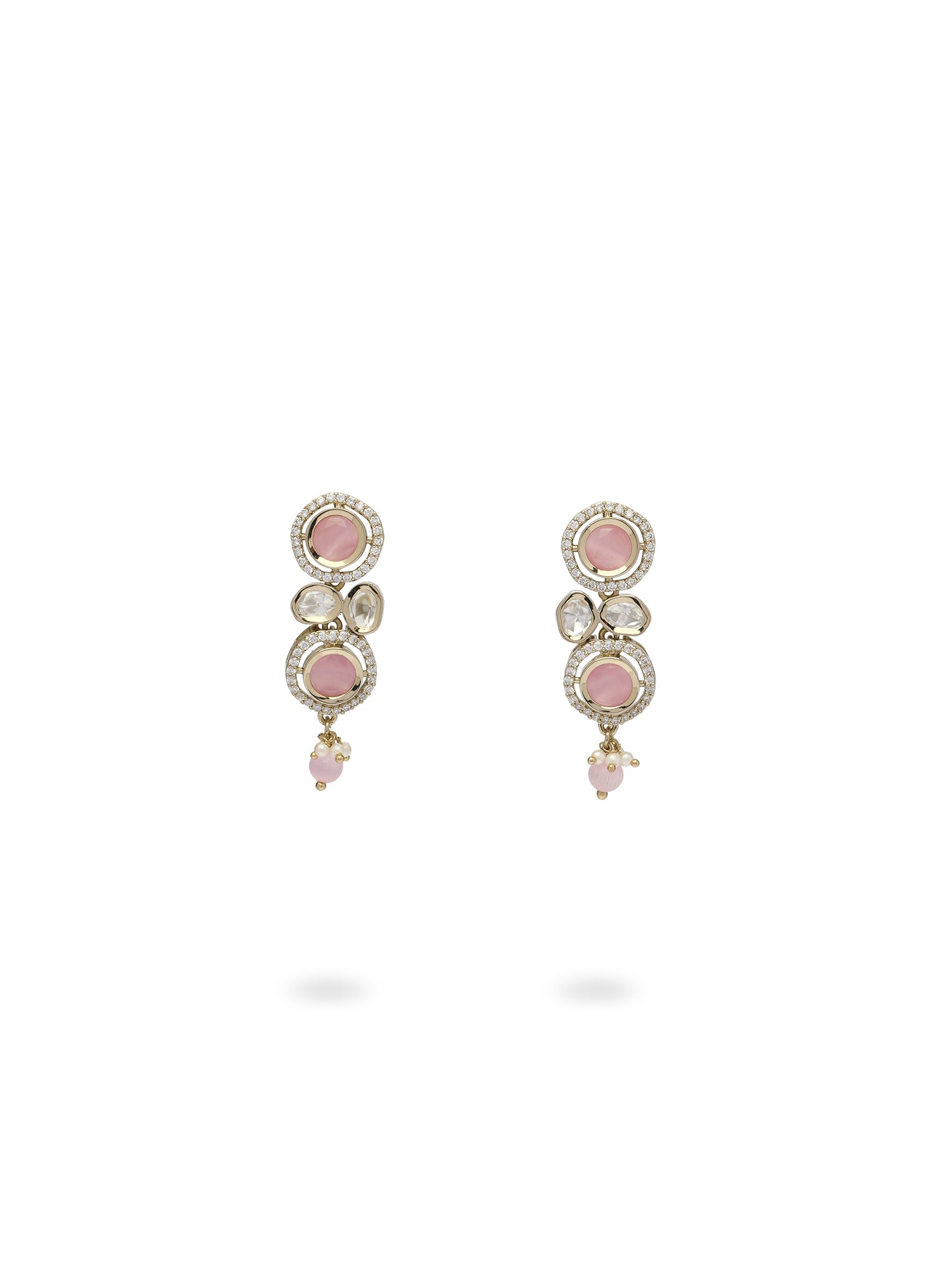 Rajnita Kundan Necklace Set in Light Pink