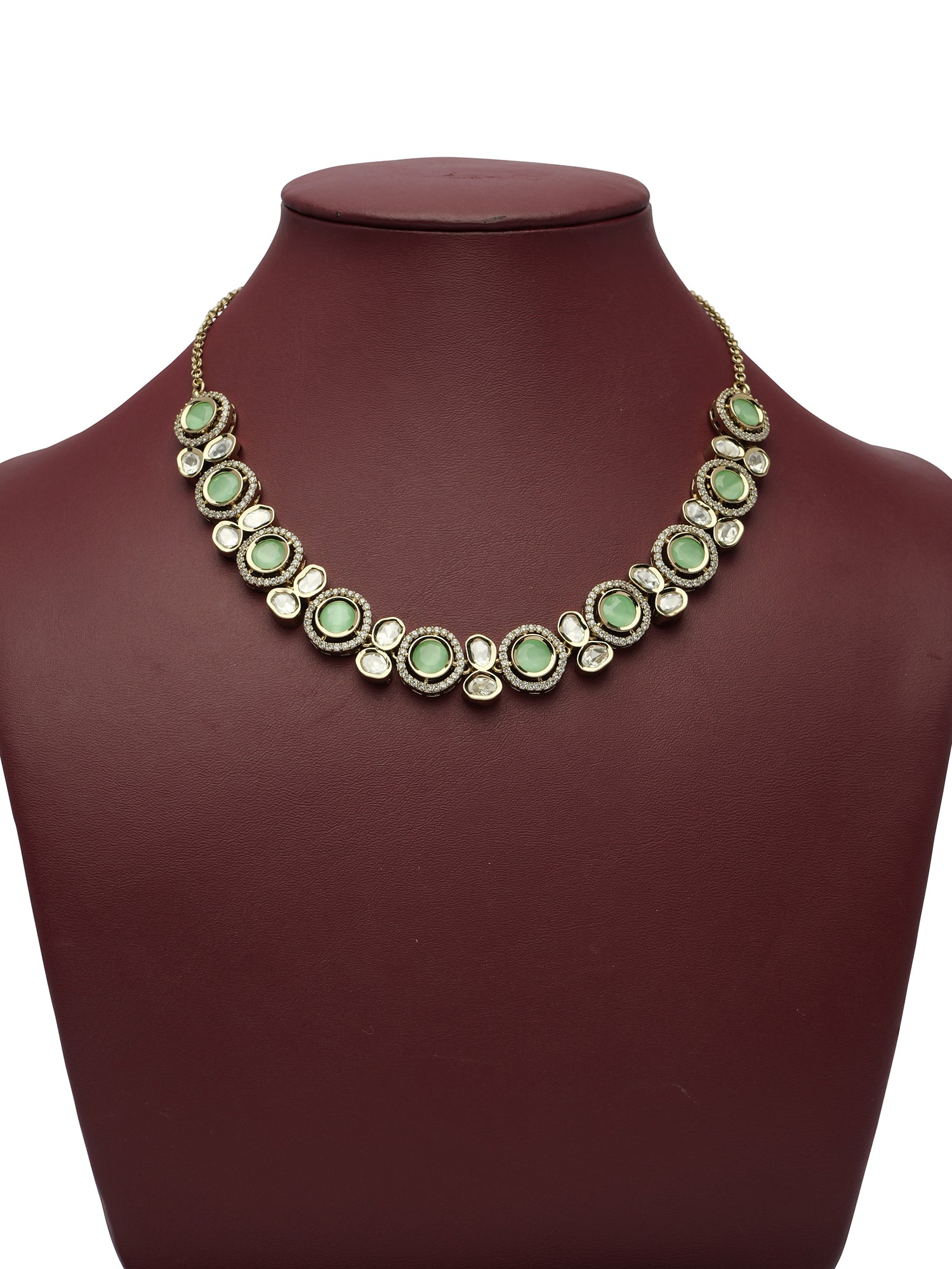 Rajnita Kundan Necklace Set in Mint