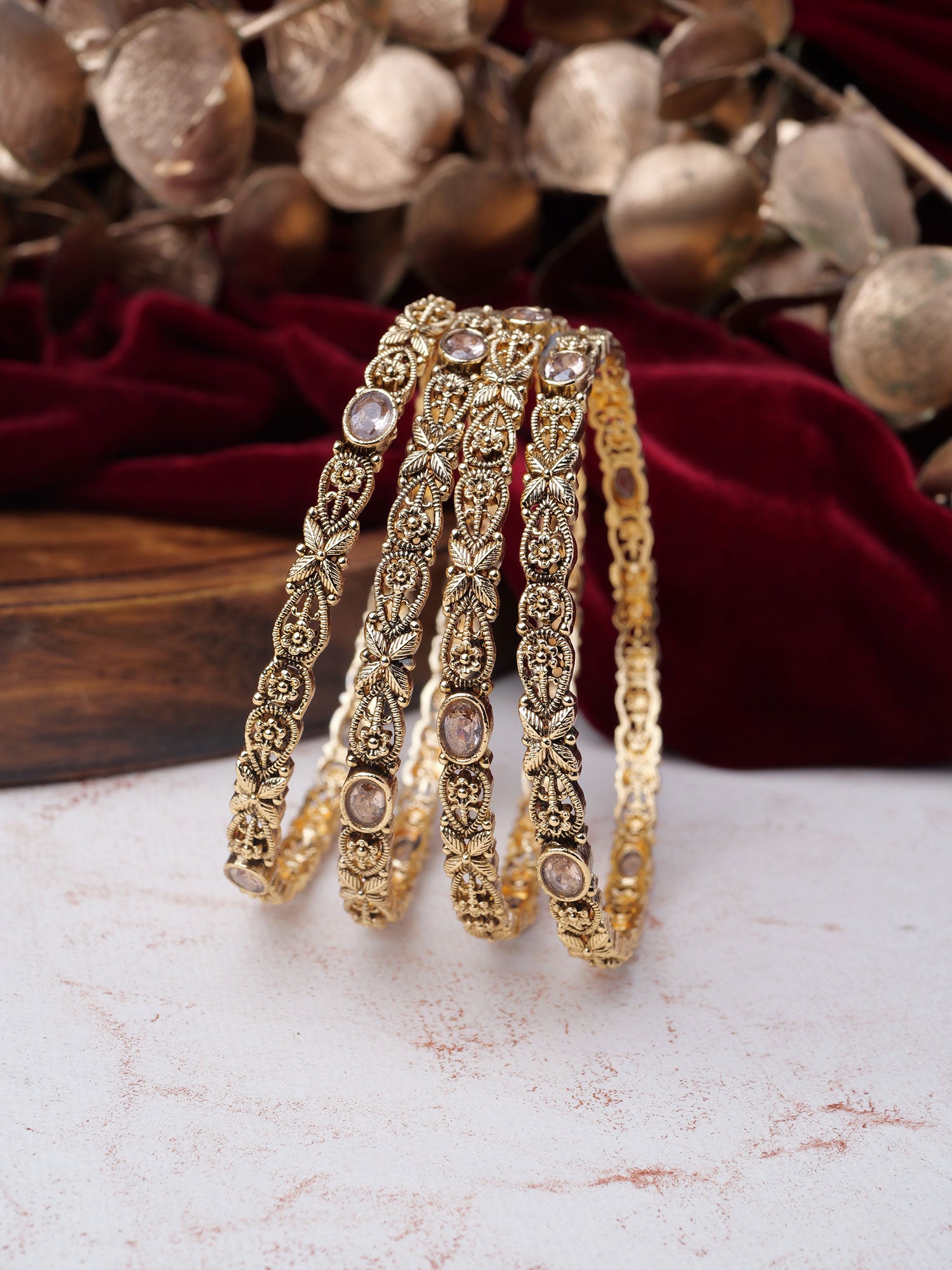 Rajsi Classic Kada Bangles in Champagne