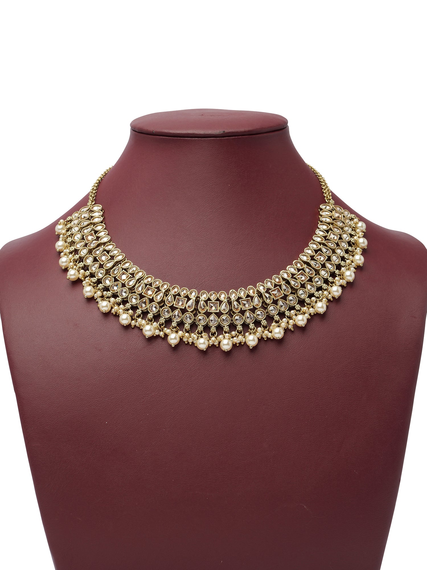 Rani Necklace Set in Pearl and Champagne