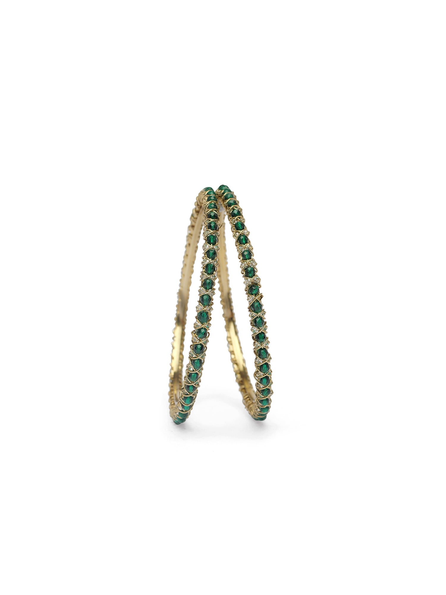 Rania Diamante Bangles in Green