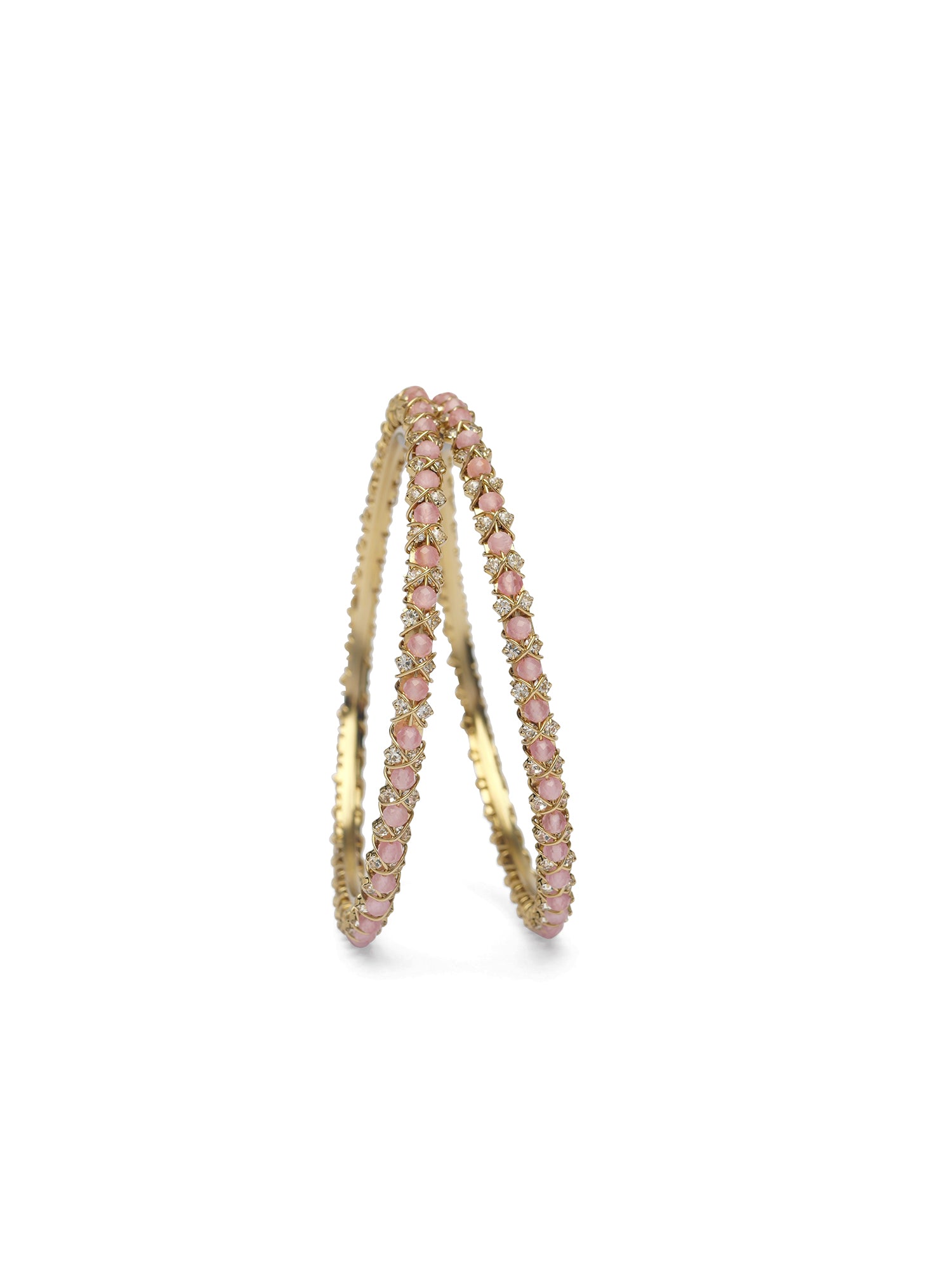 Rania Diamante Bangles in Light Pink