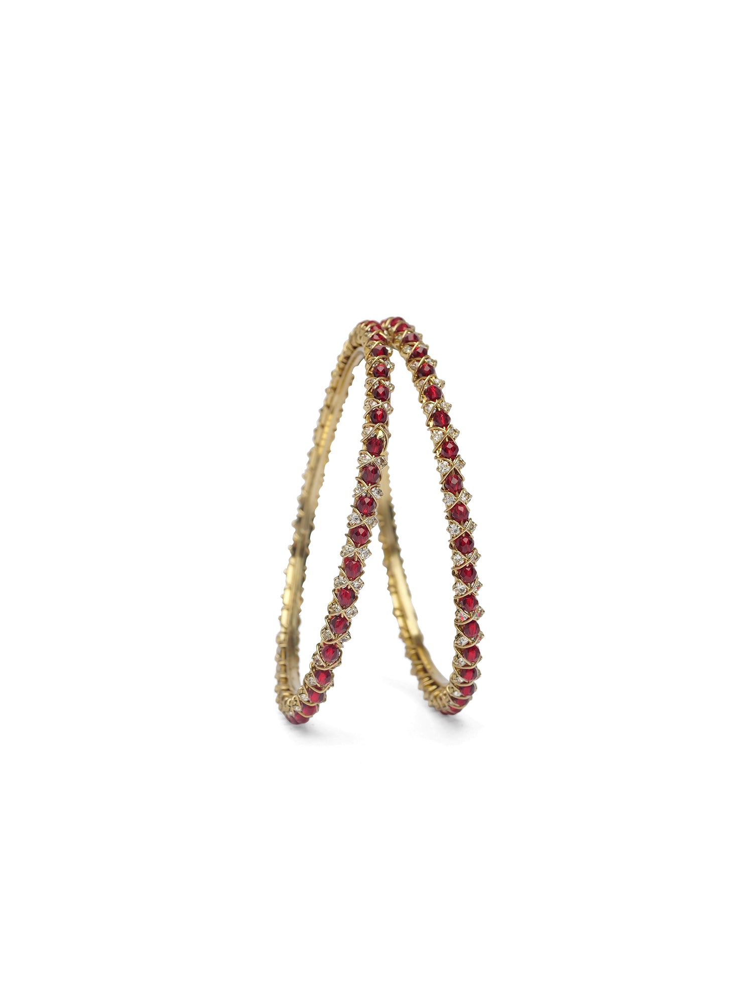 Rania Diamante Bangles in Maroon