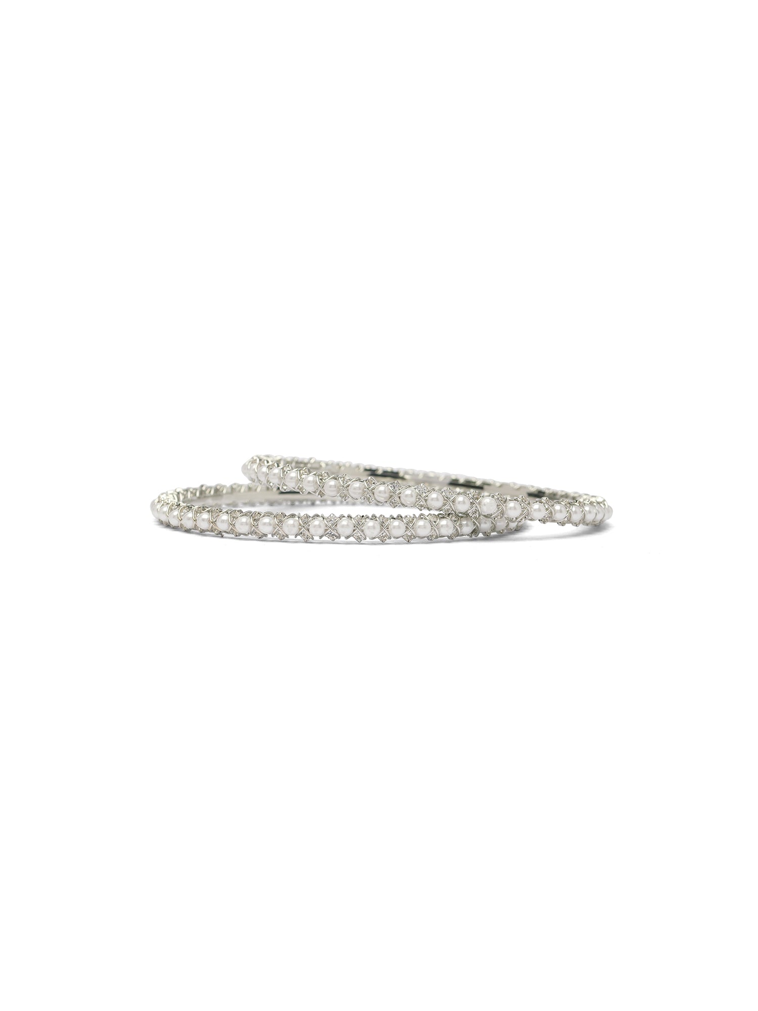 Rania Diamante Bangles in Rhodium