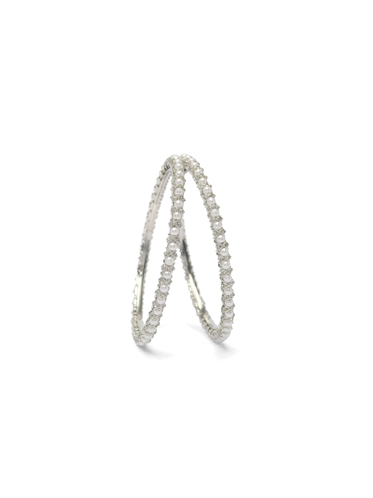Rania Diamante Bangles in Rhodium