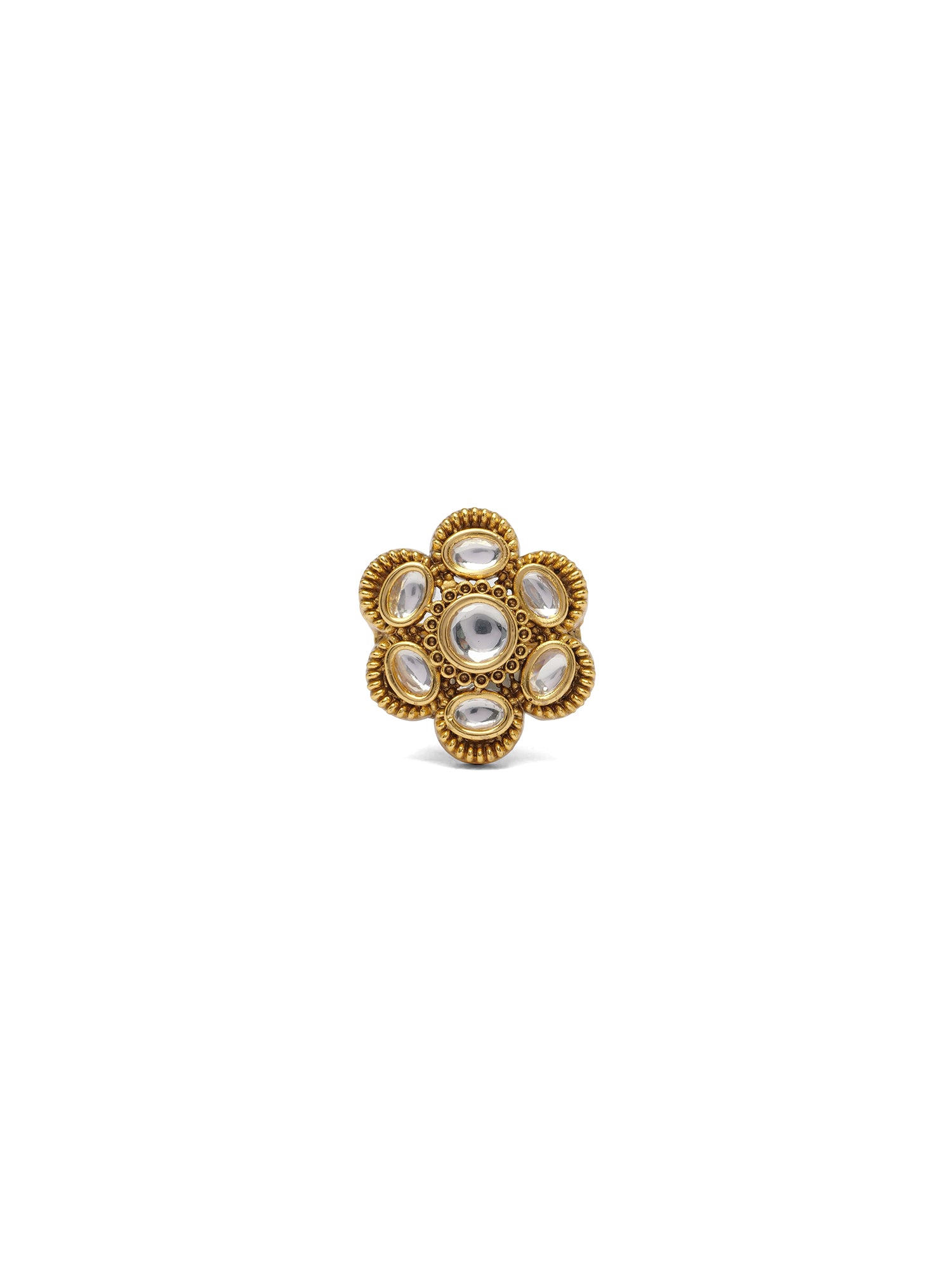 Rashi Kundan Ring in White