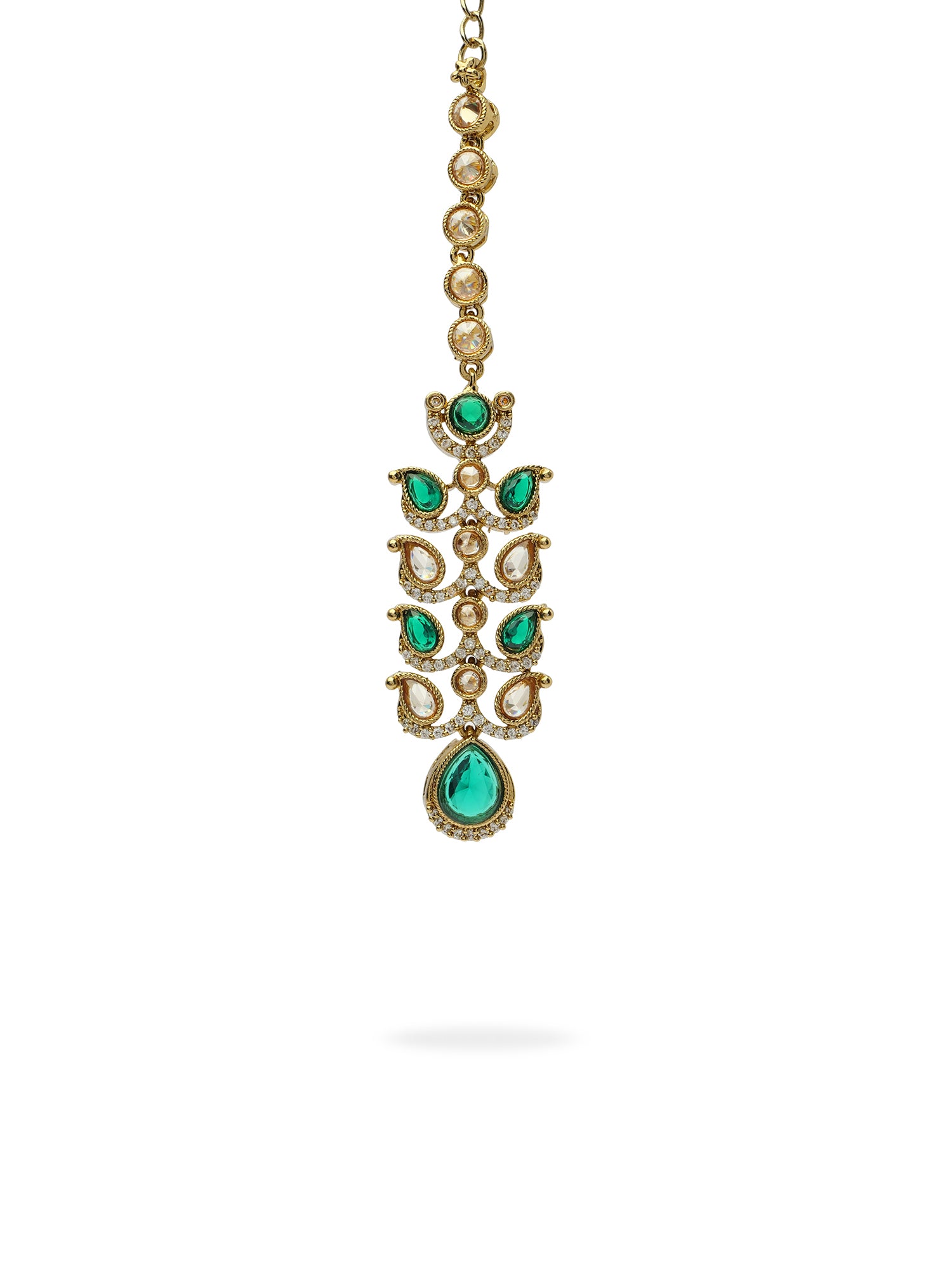 Ravina Maang Tikka in Green