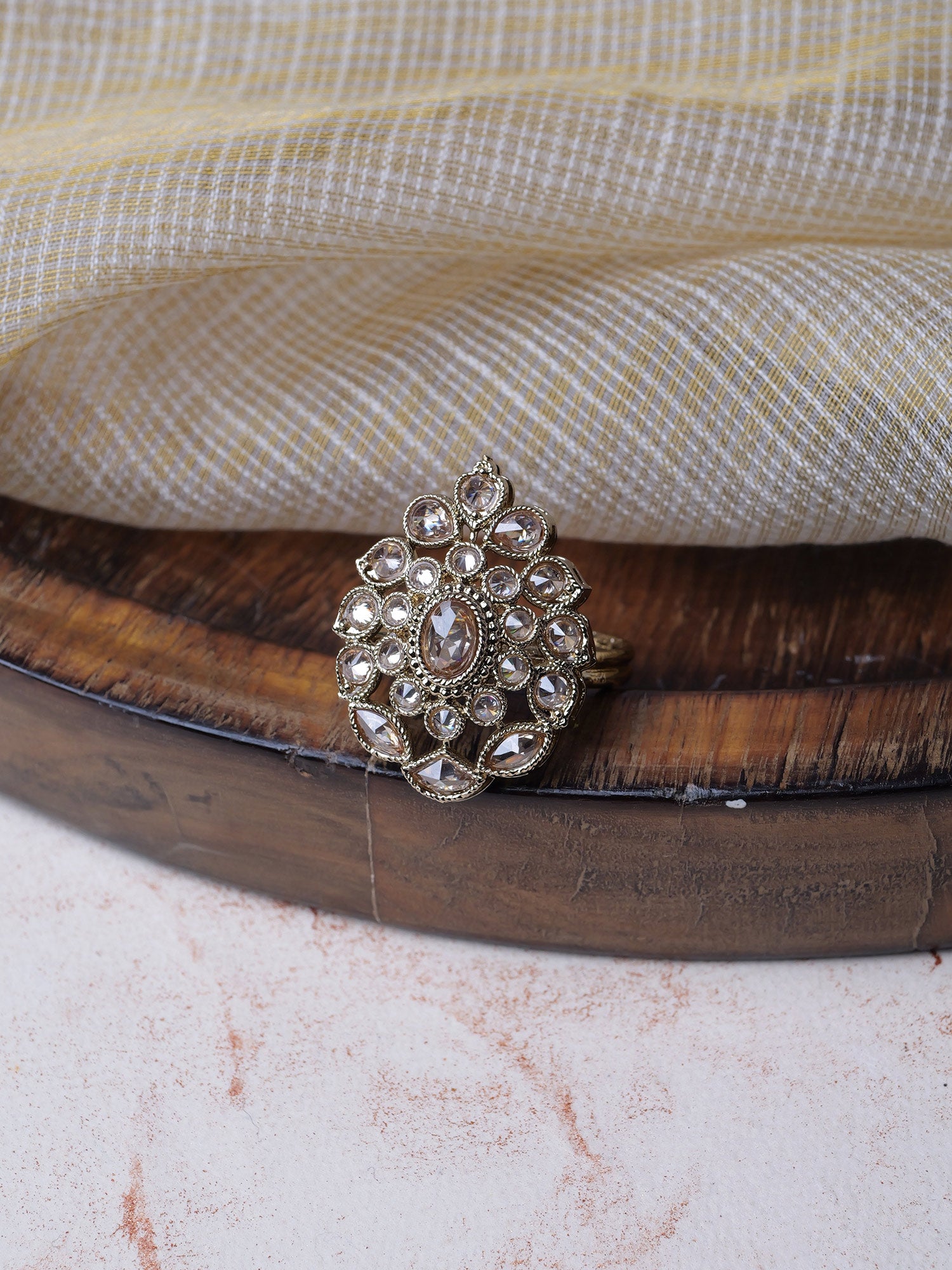 Reeva Ring in Champagne and Antique Gold