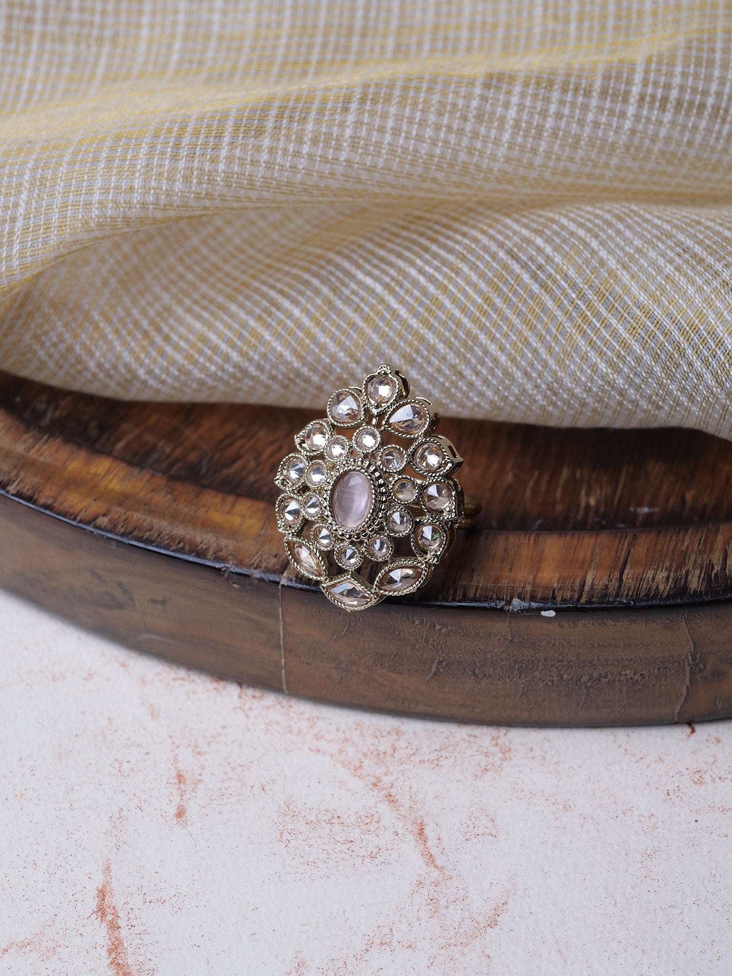 Reeva Ring in Light Pink and Antique Gold