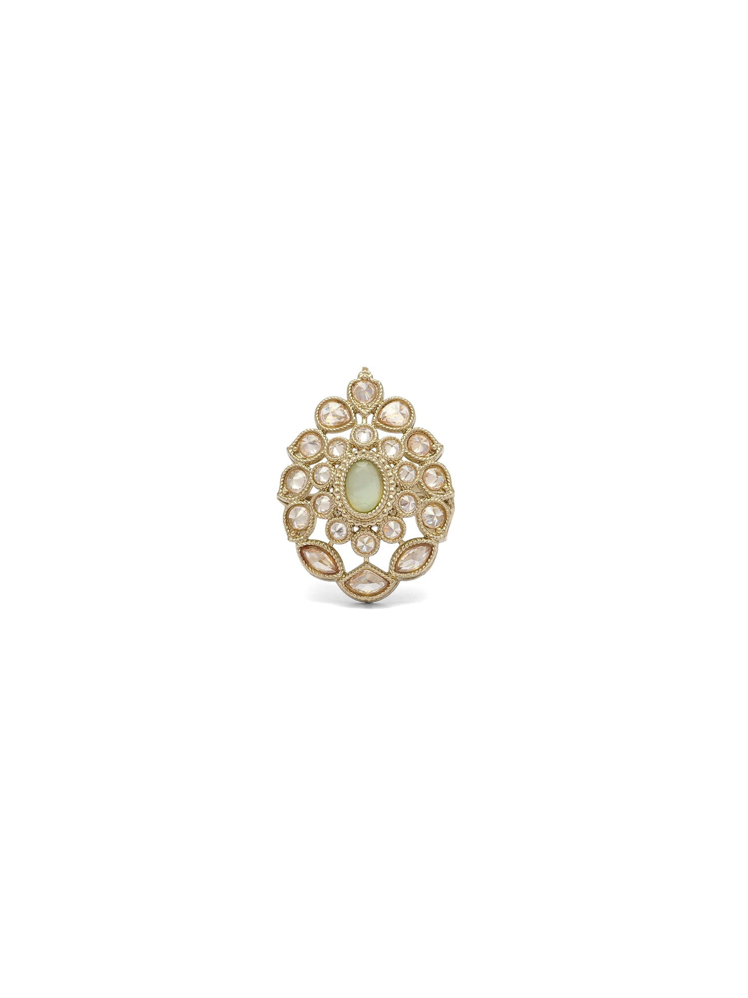 Reeva Ring in Mint and Antique Gold
