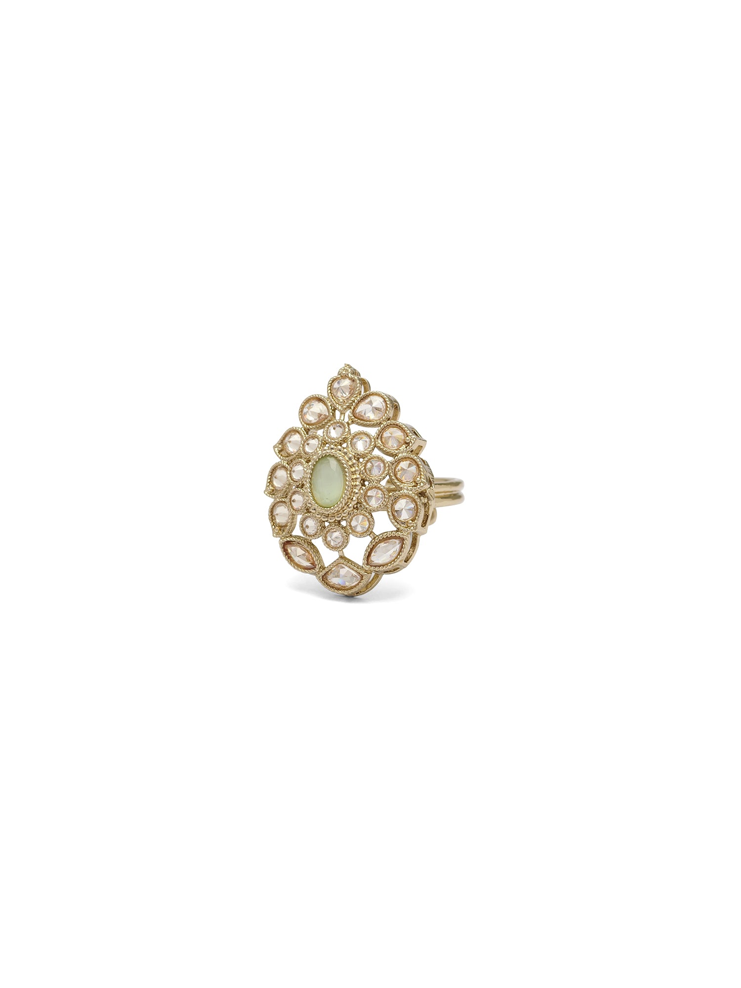 Reeva Ring in Mint and Antique Gold