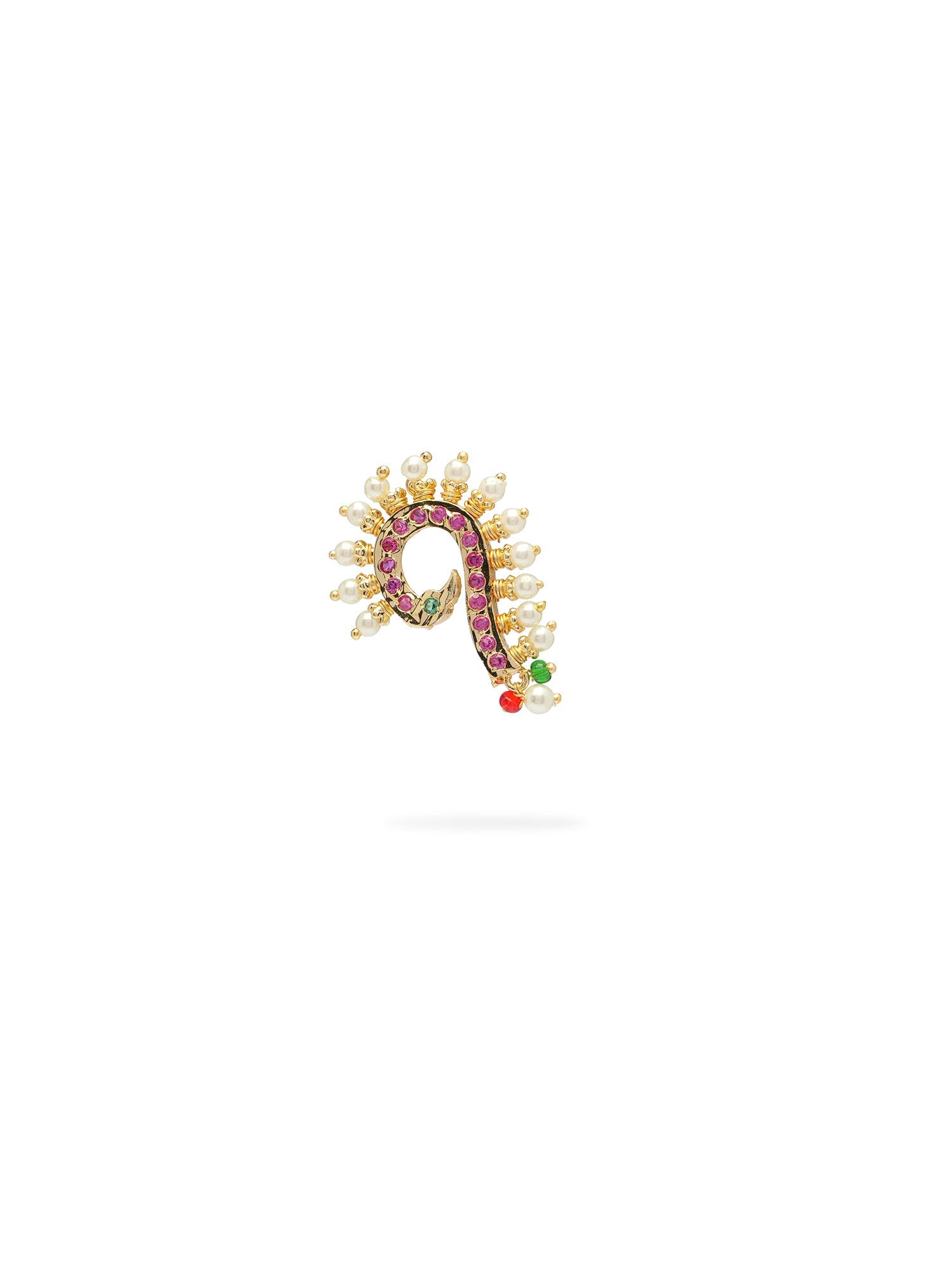 Revathi Maharashtrian Nose Pin in Hot Pink and Pearl